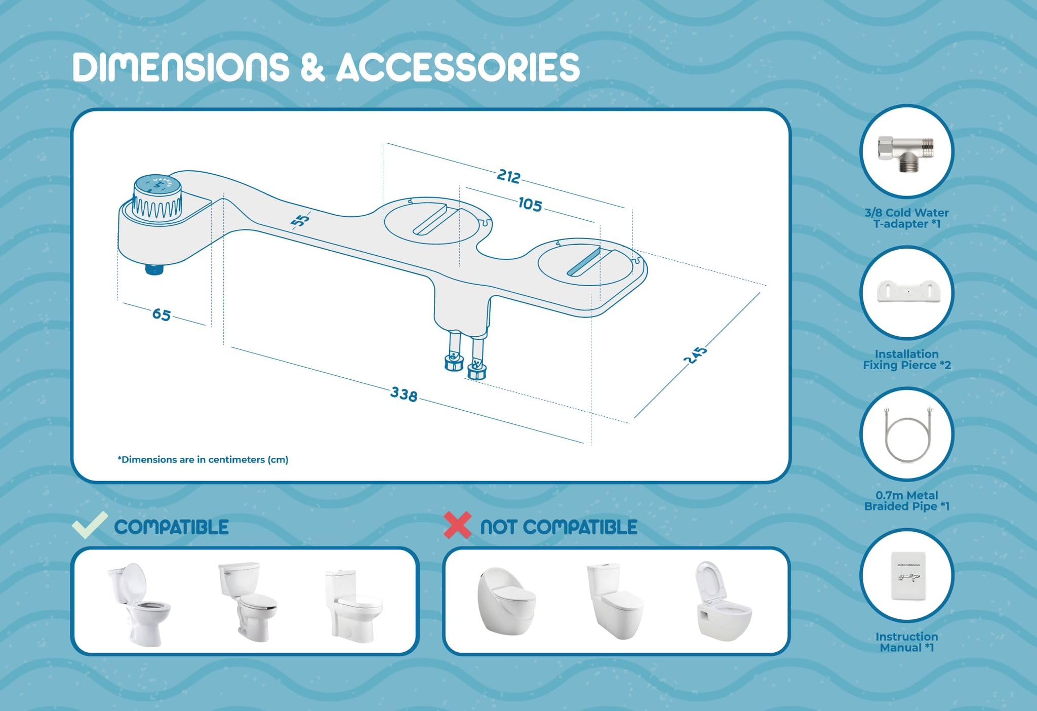 Tokyo Bidet para WC – Ducha Higiénica Portátil para Inodoro, Chorro de Agua Estilo Japonés, Asiento Inteligente con Grifo, Accesorio de Bidé para Baños Modernos