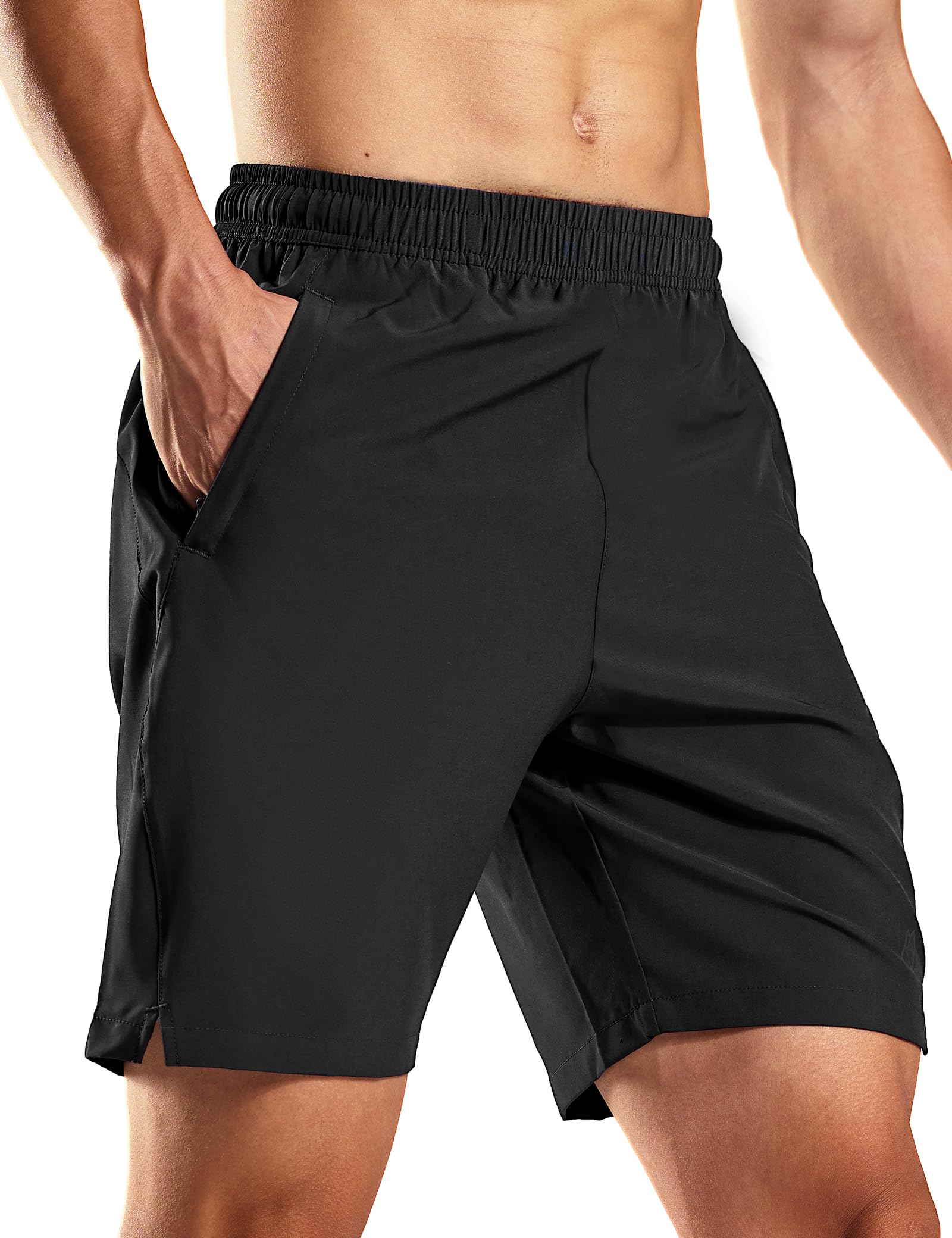 Haimont Men's 7 Inch Athletic Running Shorts Quick-Dry, Lightweight Workout Shorts with Zipper Pockets, No Liner