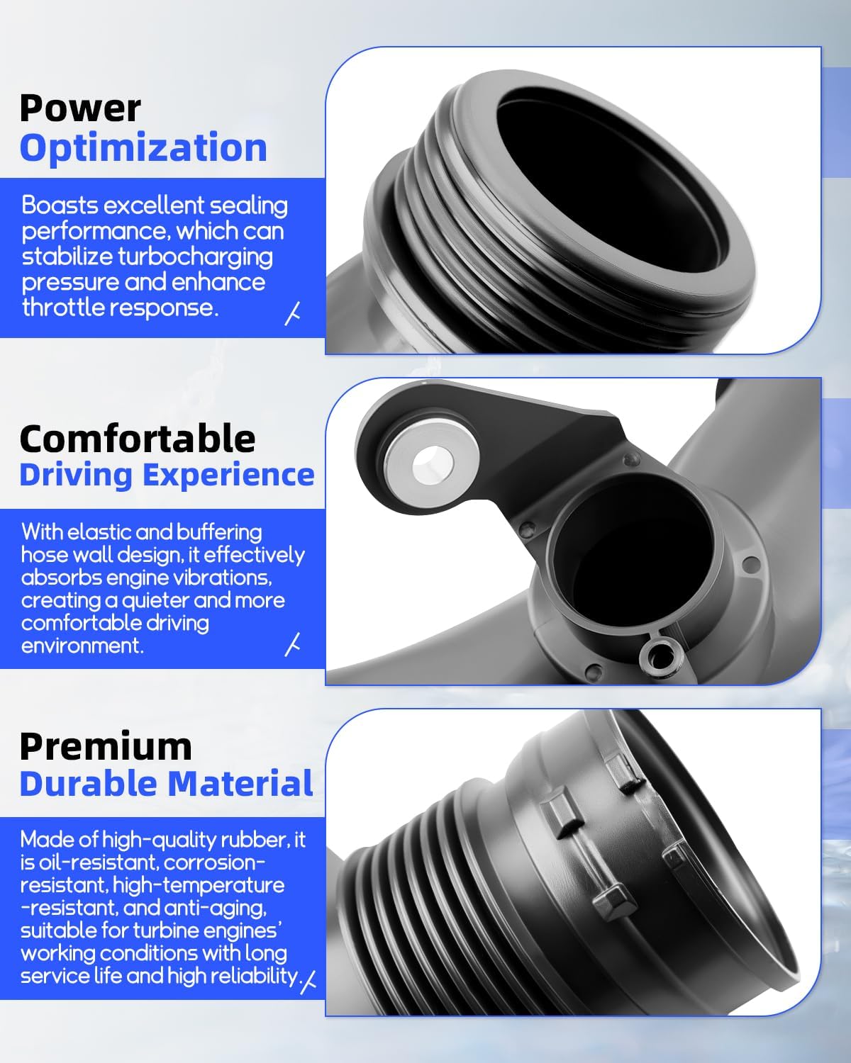 13717602651 Air Intake Turbo Hose Pipe Fit for BMW F30 F34 F35 F36 F20 F32 F22 F87 Air Filter Housing Turbocharger Intake Hose for M135i M235i 335i M2 435i xDrive 3.0L Replace 13717602651