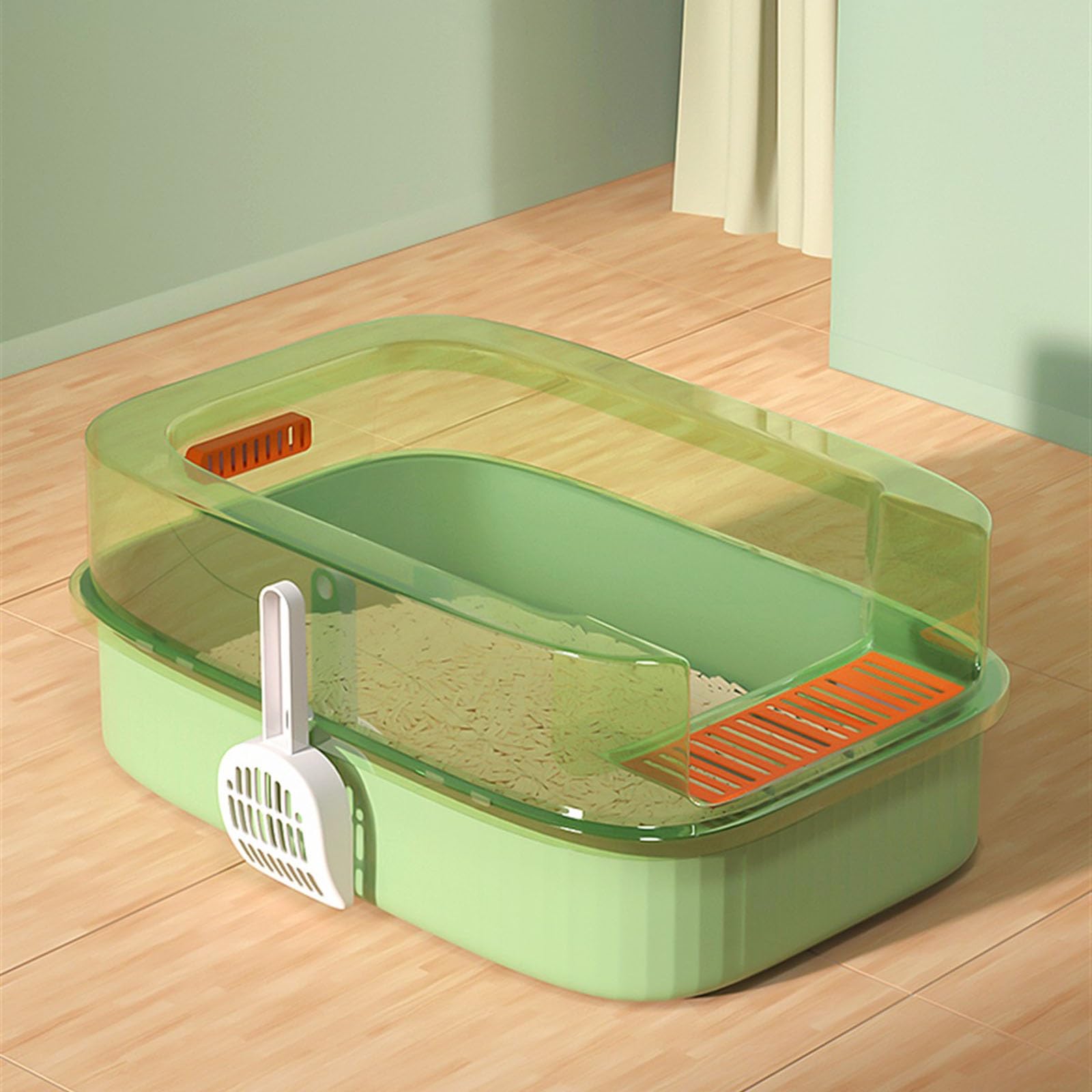 Lettiera per Gatti Lettiera for gatti con setaccio e paletta for gattini, lettiera aperta con bordi alti, lettiera da viaggio for piccoli animali domestici for gattini e gatti sottili Toilette per Gat