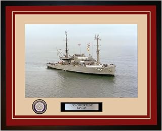 USS OPPORTUNE ARS-41 Framed Navy Ship Photo 29ARS41Burgundy