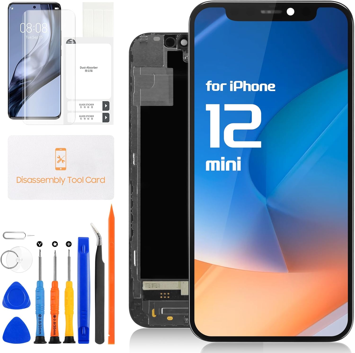for iPhone 12 Mini Screen Replacement Kit for iPhone 12Mini LCD Screen Display Touch Digitizer A2398,A2400,A2399 Assembly Repair Parts(Incell,5.4 inch)