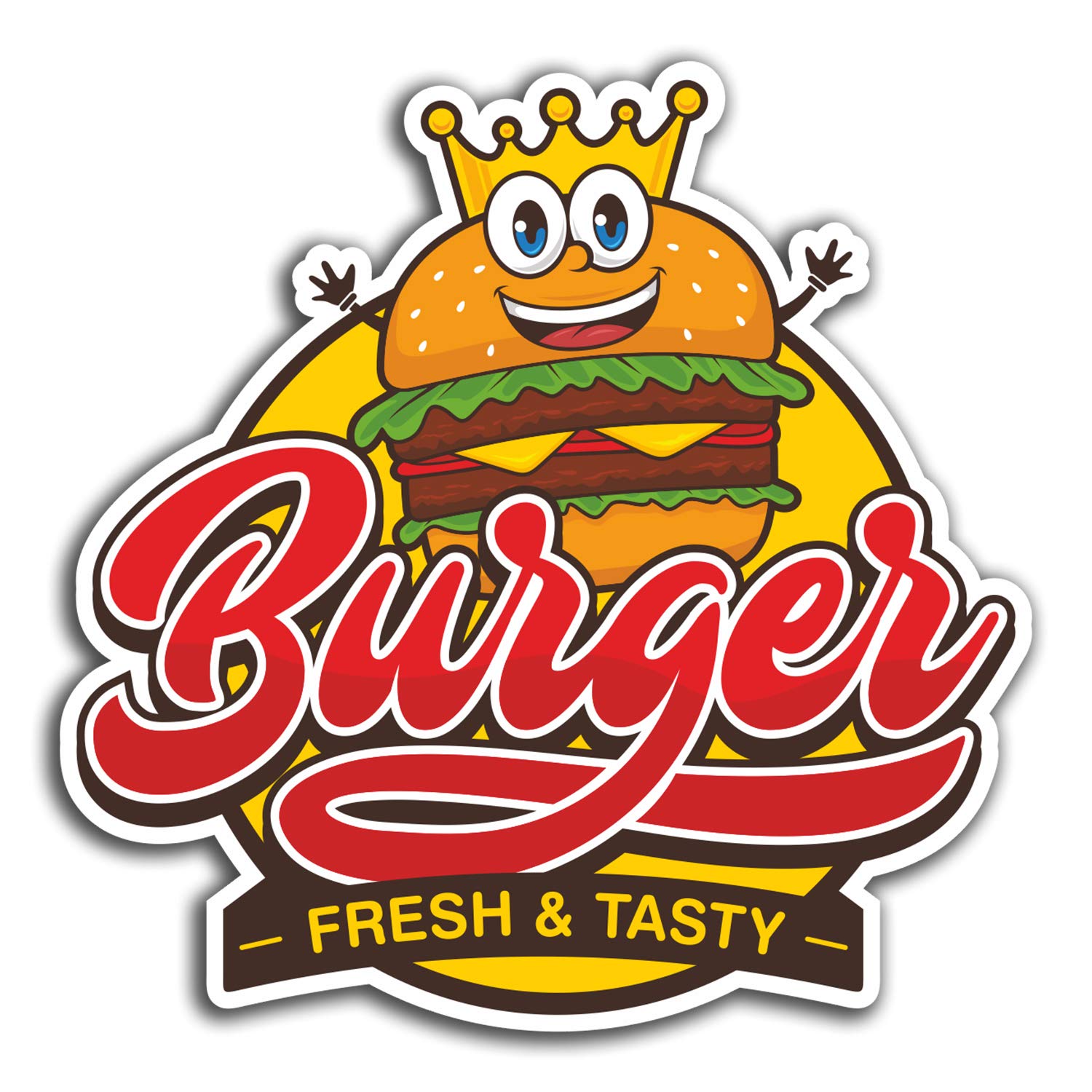 Destination Vinyl Ltd Multi 2 X 10Cm Burger Fresh & Tasty Vinyl Stickers - Fun Sticker Laptop Luggage #32014 (10Cm Tall)