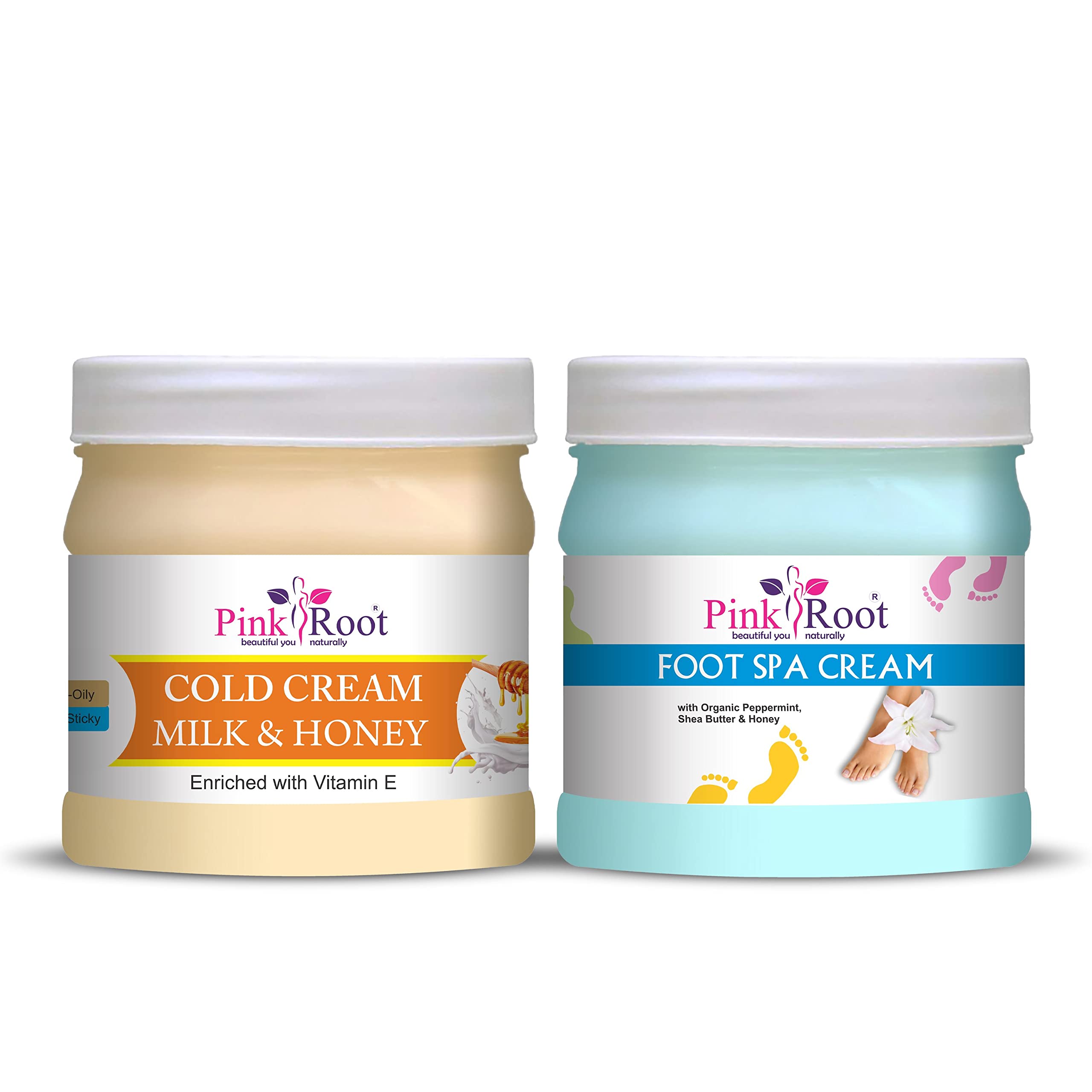 Pink Root Foot Spa Cream 500ML with Milk & Honey Cold Cream 500ml