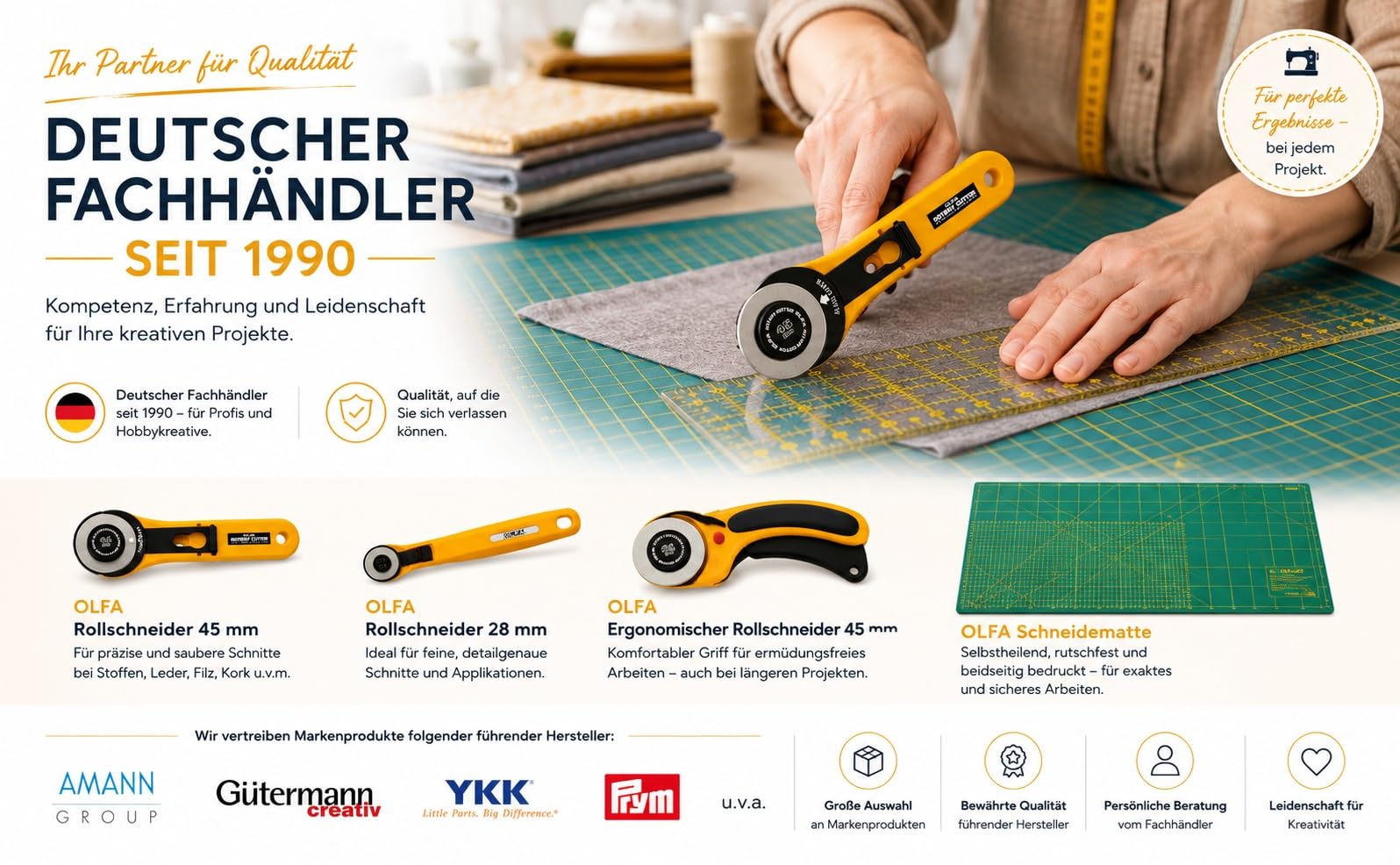 AKTION - OLFA Rollschneider Maxi 45mm + 3 Ersatzklingen