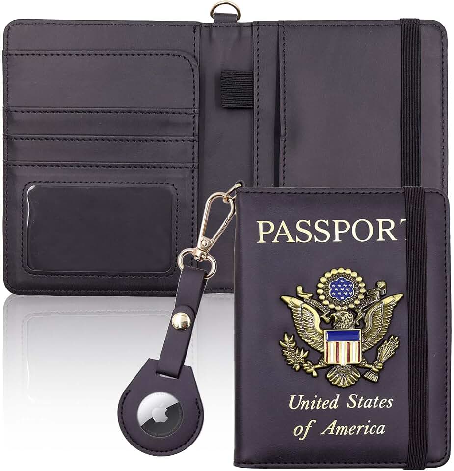 Cnycmy Passport Holder for travel,Passport-Wallet-Holder for Women, RFID Passport Holder with Slot Waterproof, PU Leather Travel Passport Case (black1)