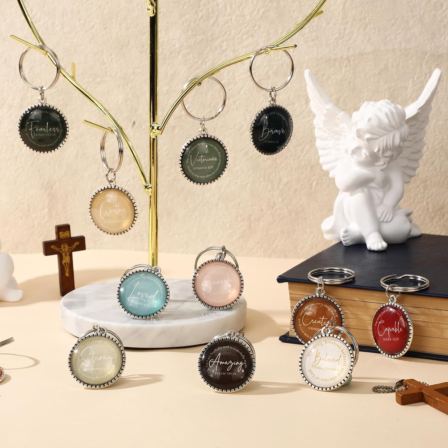 36 Pcs Christian Keychains Mini Bible Verse Keyring with Scripture Religious Church Gift for Women Men Easter Holiday Gifts (Xmas) - Image 4