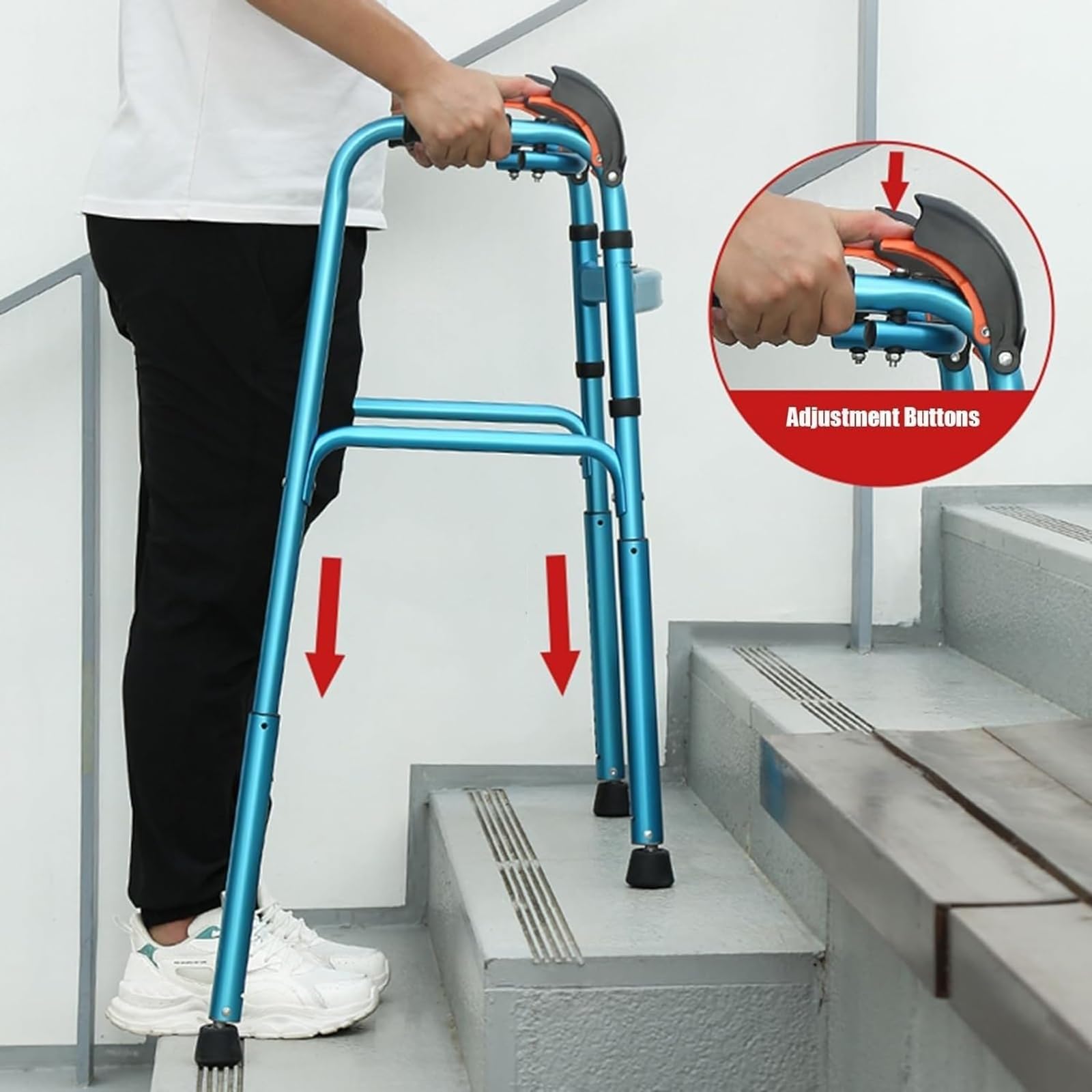 Deambulatore per Anziani, scala che assiste il camminatore che sale le scale Telaio pieghevole di alluminio