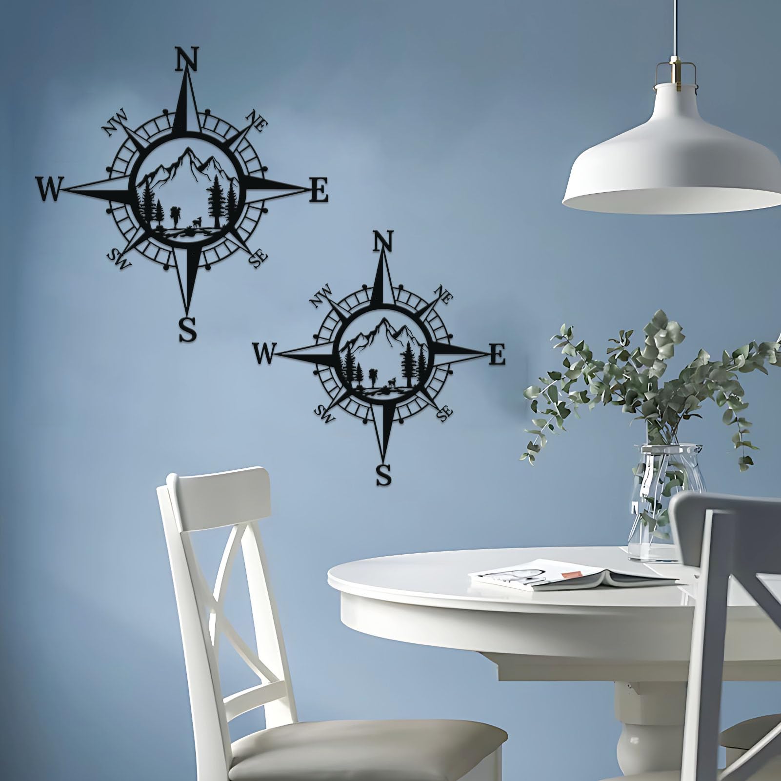 Boussole Murale En Métal Noir Resama – Déco Nautique Pour Intérieur Ou Extérieur, Thème Plage Et Côtier