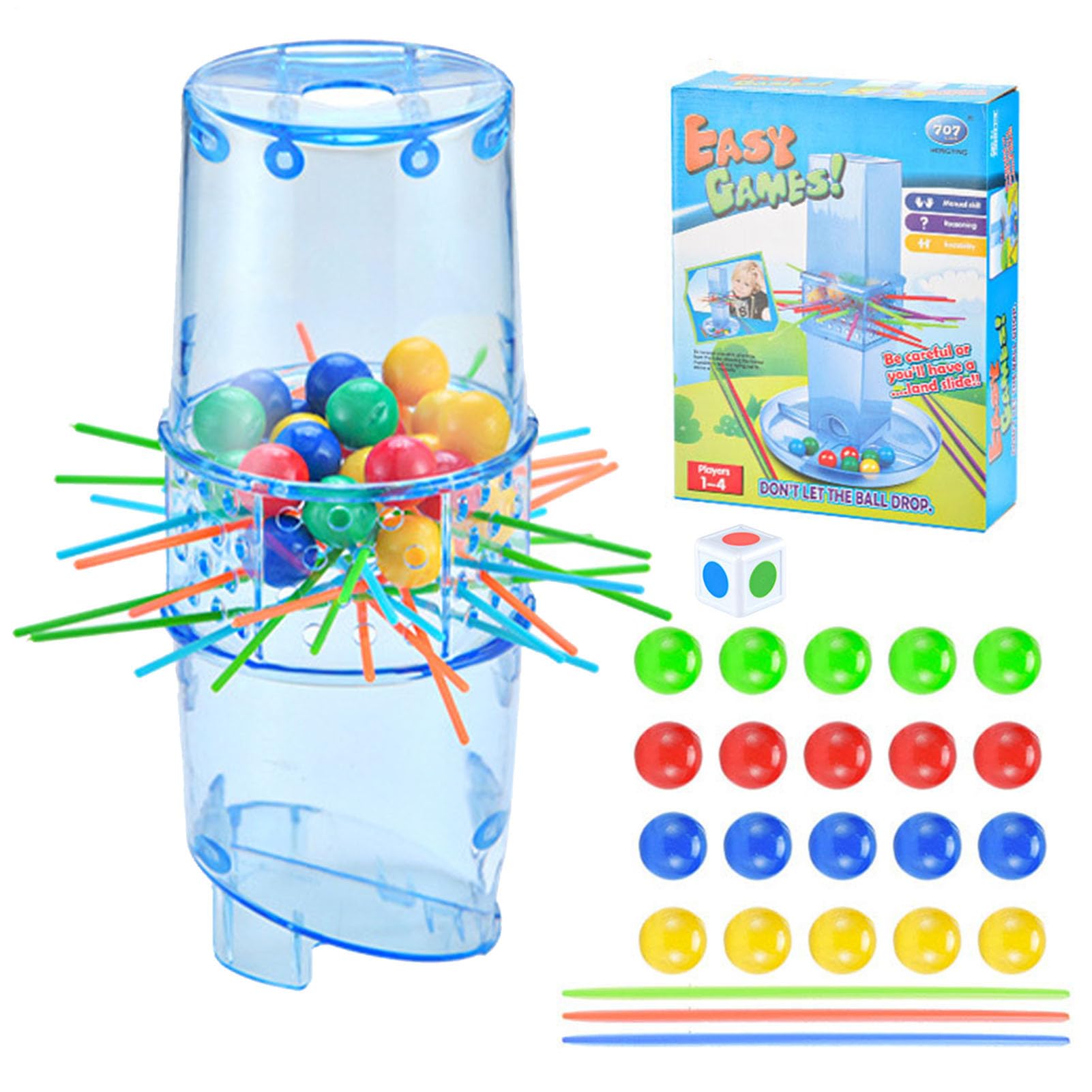 Bead Balance Board Game - Stick Insertion Competition, Two Player Strategy Activity, Colorful Tower Unit | Attention Skill Building Educational Toy, Fast Action Drop Marble Playset For Home School Bir