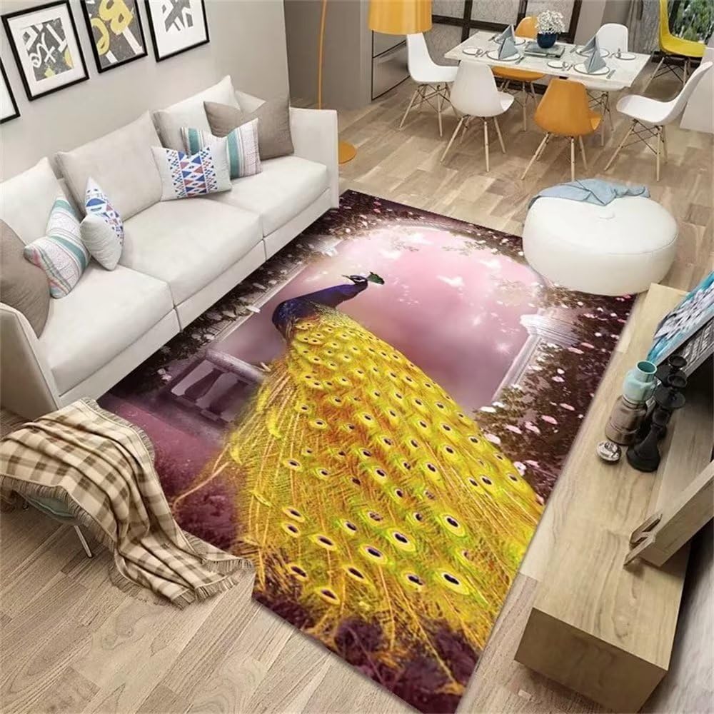 Tapis jaune rose moderne pour égayer une chambre d'ado fille avec une moquette de salon douce