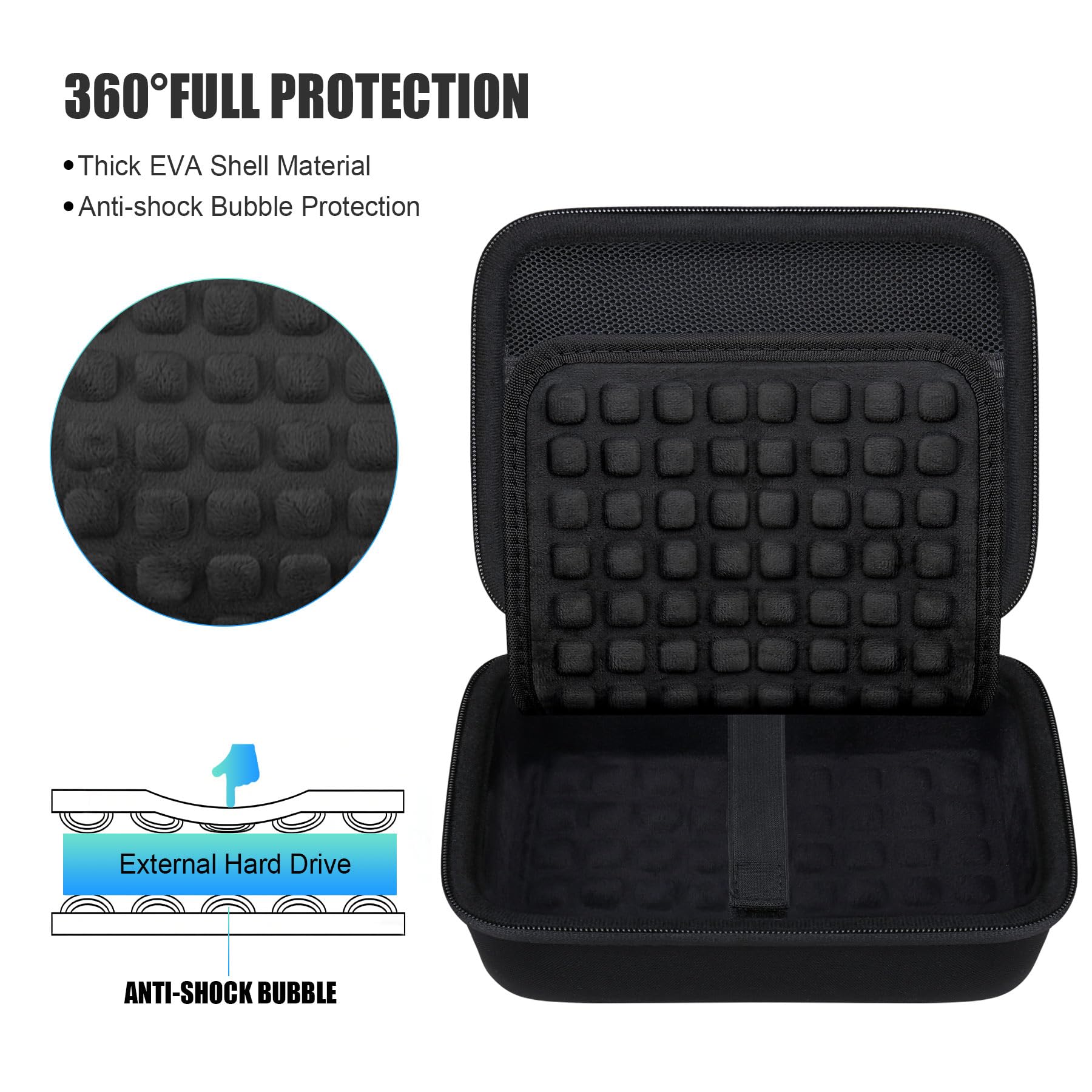 BOVKE Disques Durs Étui pour Seagate Expansion WD Expansion My Book Desktop Disque Dur Externe HDD 6TB 8TB 10TB 12TB 14TB 16TB 18TB 22TB 24TB 26TB 28TB 3,5 Pouces, Noir+Noir