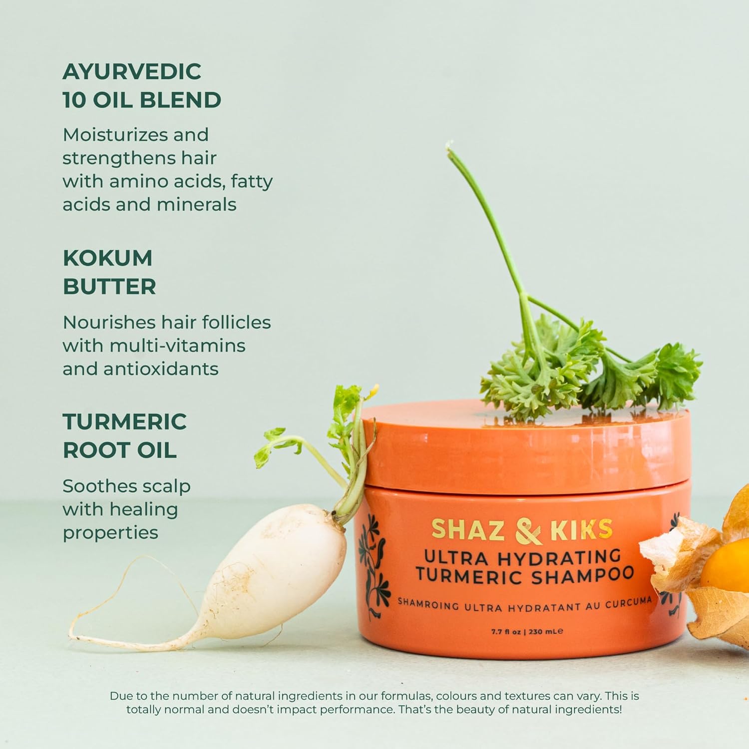 SHAZ & KIKS Ultra Hydrating Turmeric Shampoo | Deeply Moisturizing for Dry, Itchy, Flaky or Sensitive Scalp | Ayurvedic Turmeric & Kokum Butter | Natural, Vegan, Sulfate-Free, Color-Safe | 90ml - Image 4