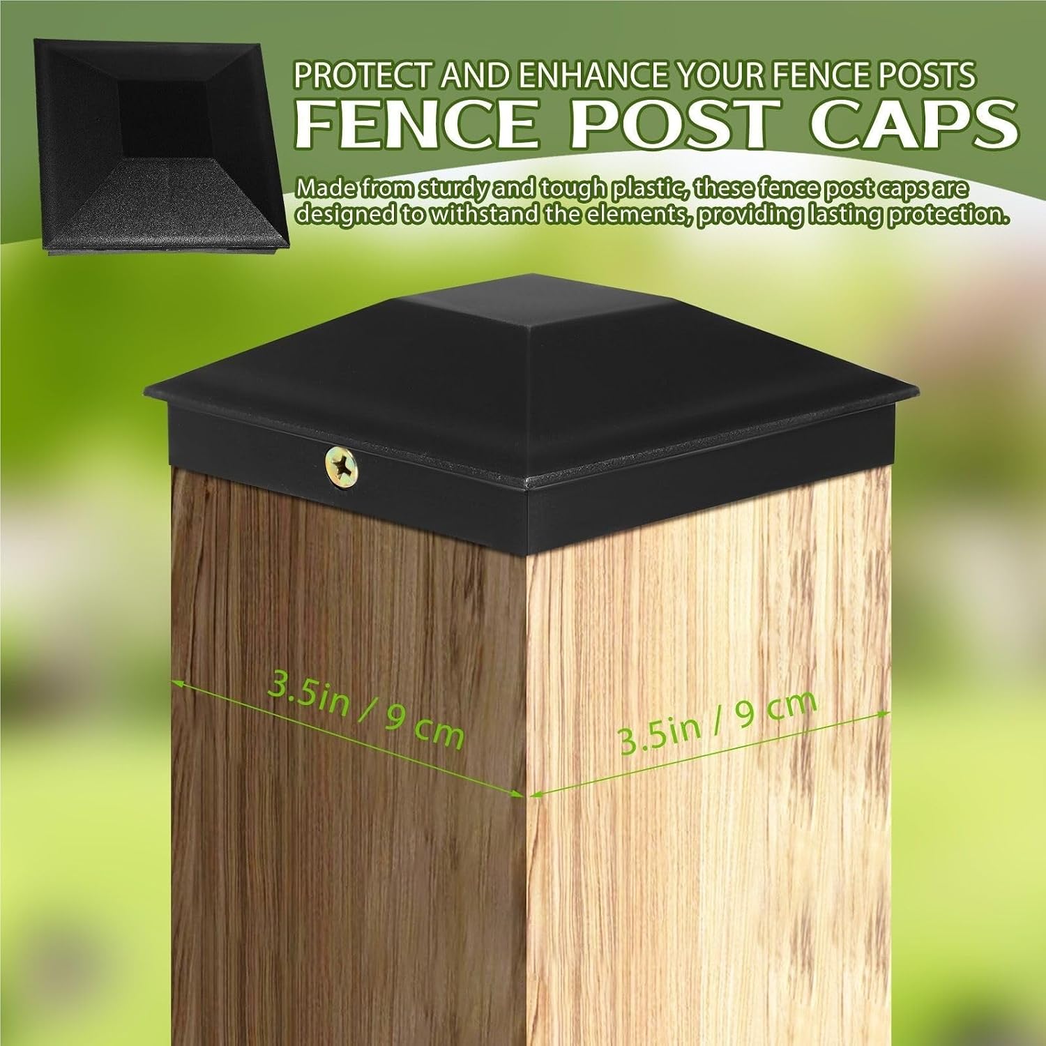 Fence Post Caps 24Pcs Black Fence Post Caps with Screws Decorative Covers Plastic Easy Installation for Mailbox Lamp Post Deck