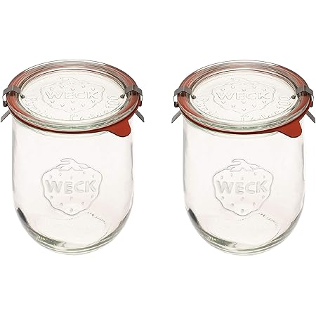 Weck Tulip Jars 1 Liter - Large Sour Dough Starter Jars with Wide Mouth - Suitable for Canning and Storage - 2 with Glass Lids