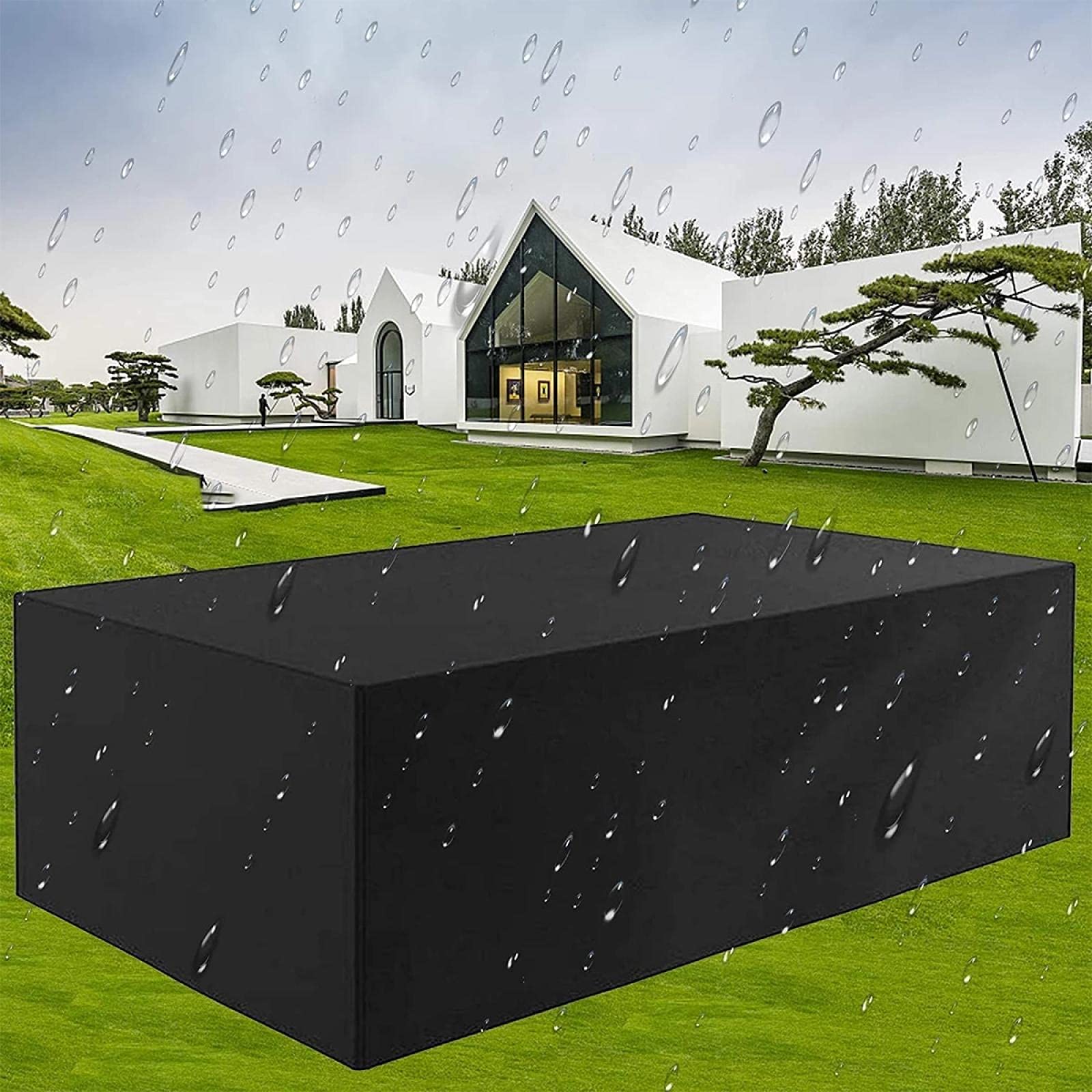 Housse De Protection Pour Meubles De Jardin Rectangulaire 172x170x110 Cm - Tissu Oxford 420D Imperméable, Résistante Au Vent Et UV