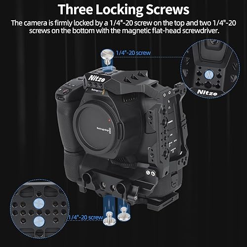 Miniatura 2 de Nitze BMPCC 6K Pro Media jaula para Blackmagic Design Pocket Cinema Camera 6K Pro con agarre de batería original - T-B03A