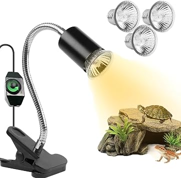 Tortoise Light, Amphibians, Reptile, Turtle, Aquarium, Heater, Stepless Dimming, Includes 3 Thermal Bulbs 25W + 50W + 75W, Analog Sun, Tropical and Subtropical, UVA + UVB, UV Light, Basking Light