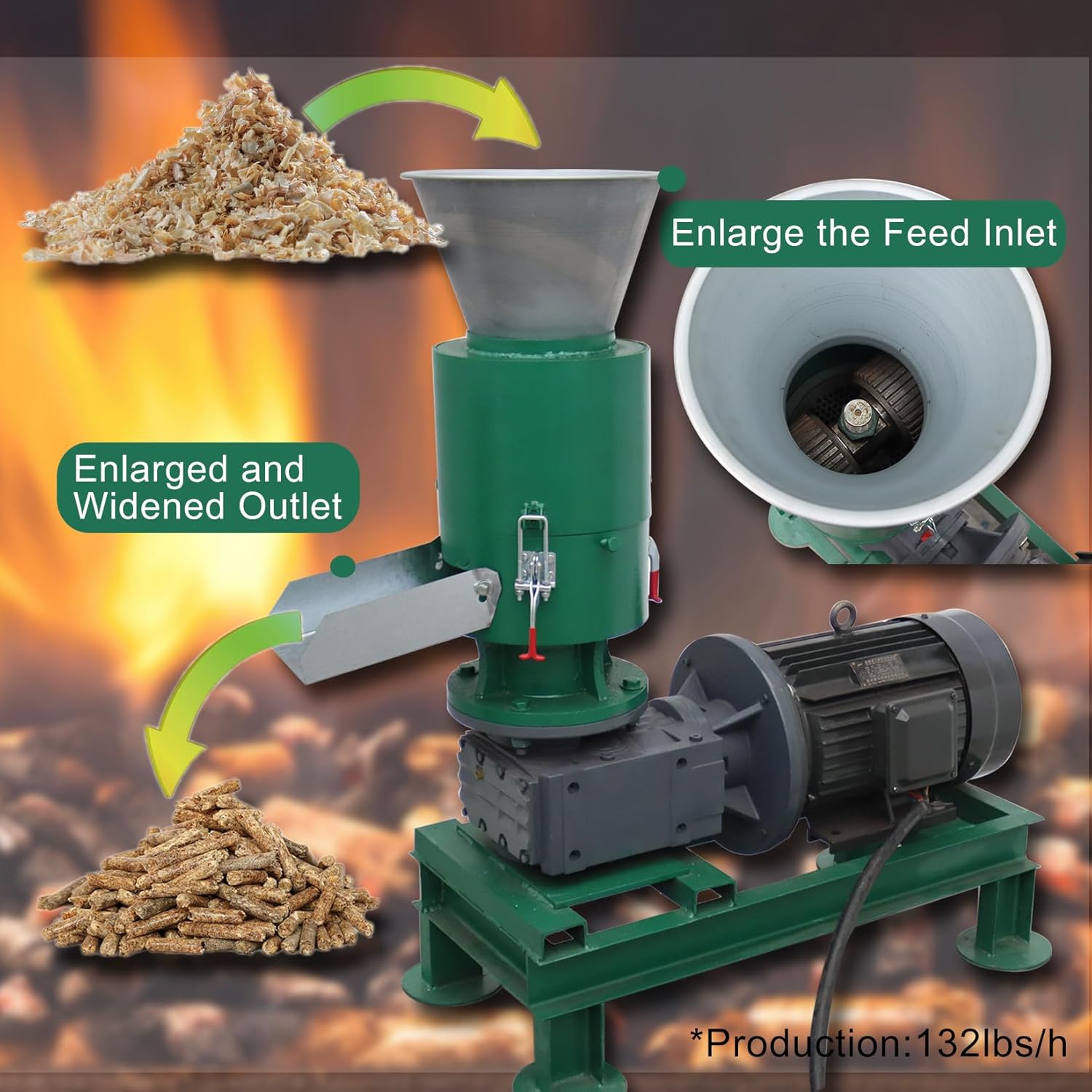 8mm Wood Pellet Machine Wood Pellet Mill Machine Sawdust Pelletizer Machine for Corn Straw Powder Sawdust Peanut Shells 220v 60HZ 7.5kw