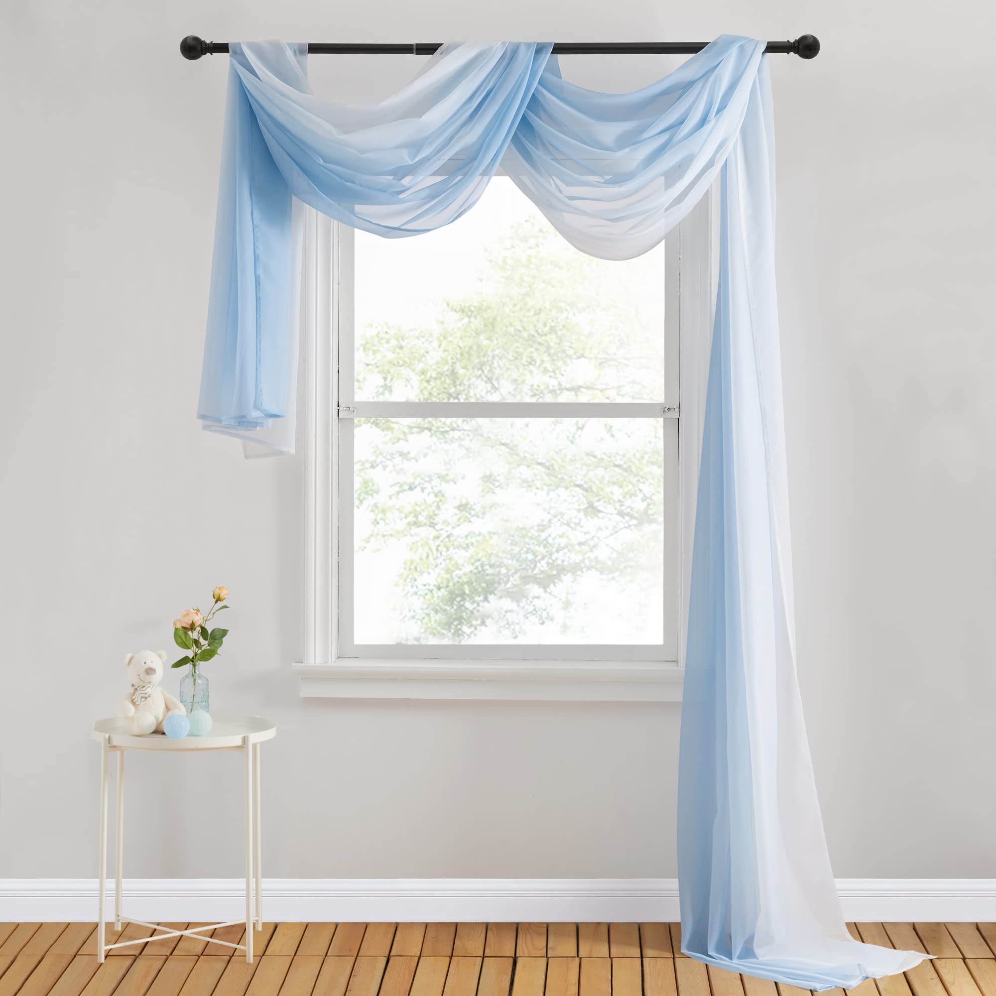 PONY DANCE Voilage Blanc Mariage Organza 152x548 Cm – Tenture Romantique Arche, Fenêtre, Draperie Événement