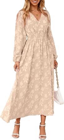 Simplee Women's Boho Floral Long Sleeve Maxi Dress