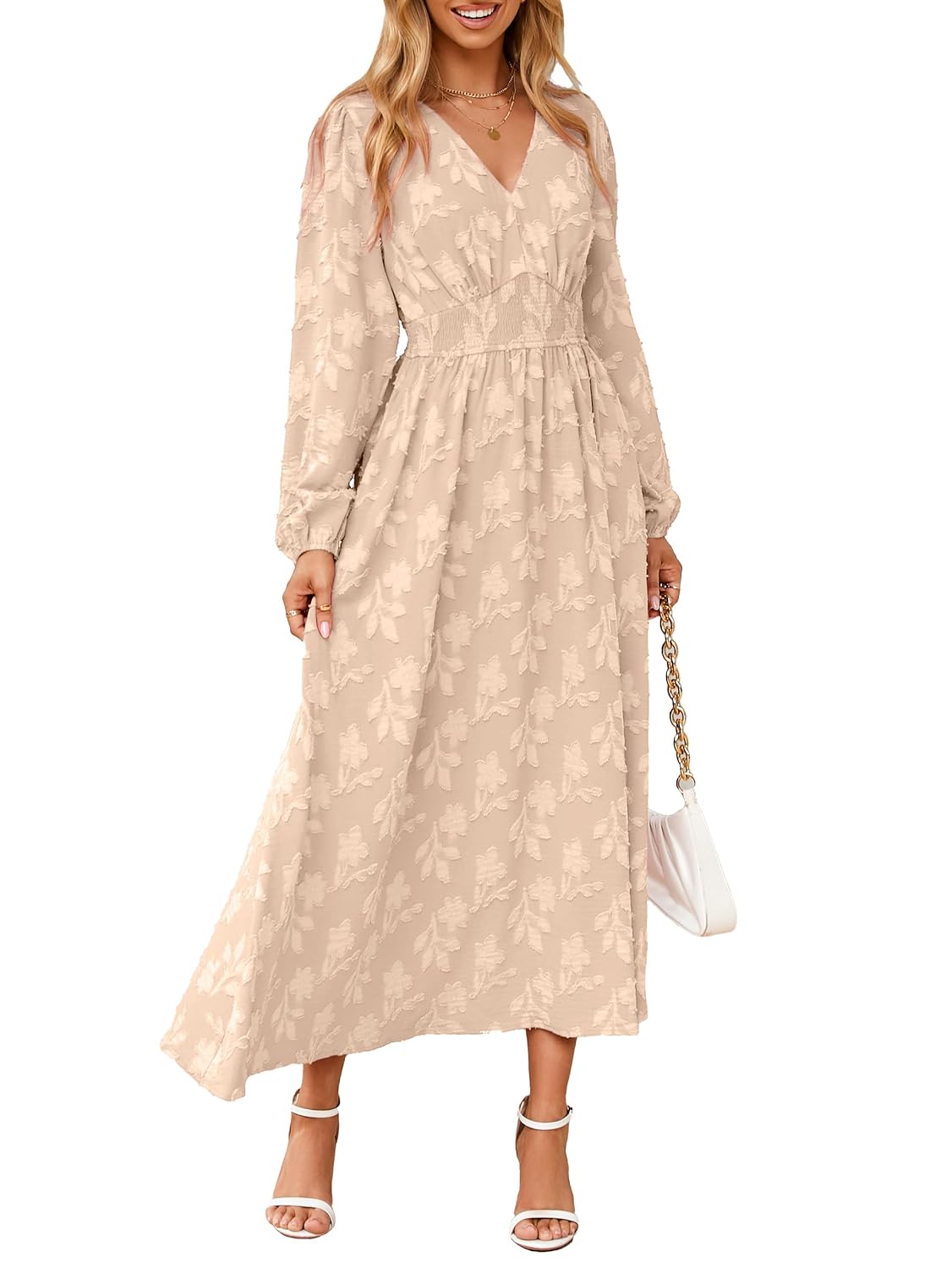 Simplee Womens Boho Floral Long Sleeve Maxi Dress V Neck Empire Waist Fall Wedding Guest Dresses with Pockets - Review, Price and Buying Guide