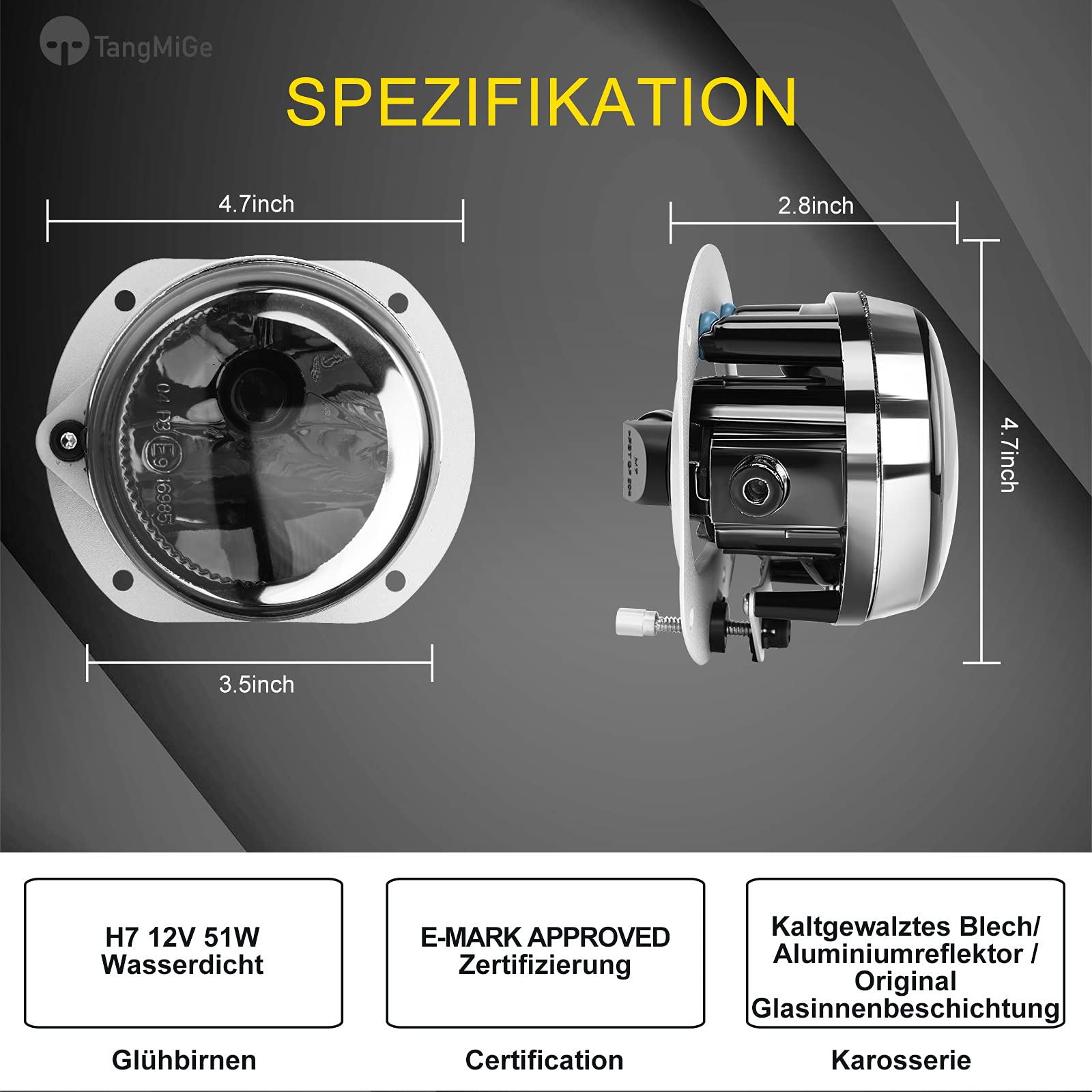 TangMiGe Fendinebbia compatibile con Mercedes Benz W164 W251 V251 R230 C209 C216 A209 S204 W204 W211, (Classe C CLK E M R S SL), 2002-2014, adatto solo per paraurti pacchetto AMG (Fumo Nero)