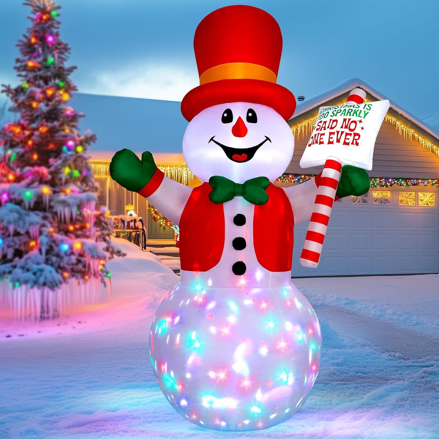 8FT Christmas Inflatable Outdoor Decoration, Giant Inflatable Snowman Christmas Decorations for Xmas Party Garden Patio Lawn Yard Indoor - 1