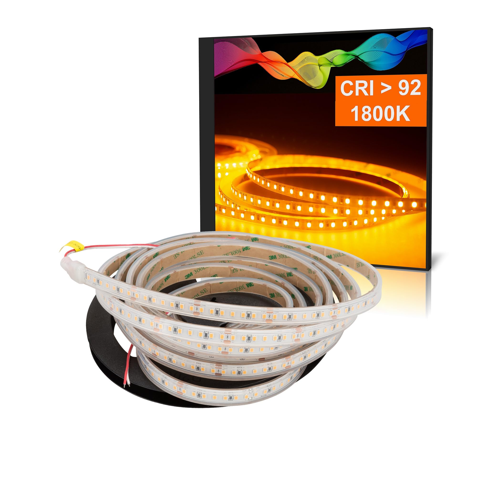 Bande LED 2835 Ambre (1800 K) IRC 92 84 W 5 mètres 24 V IP67