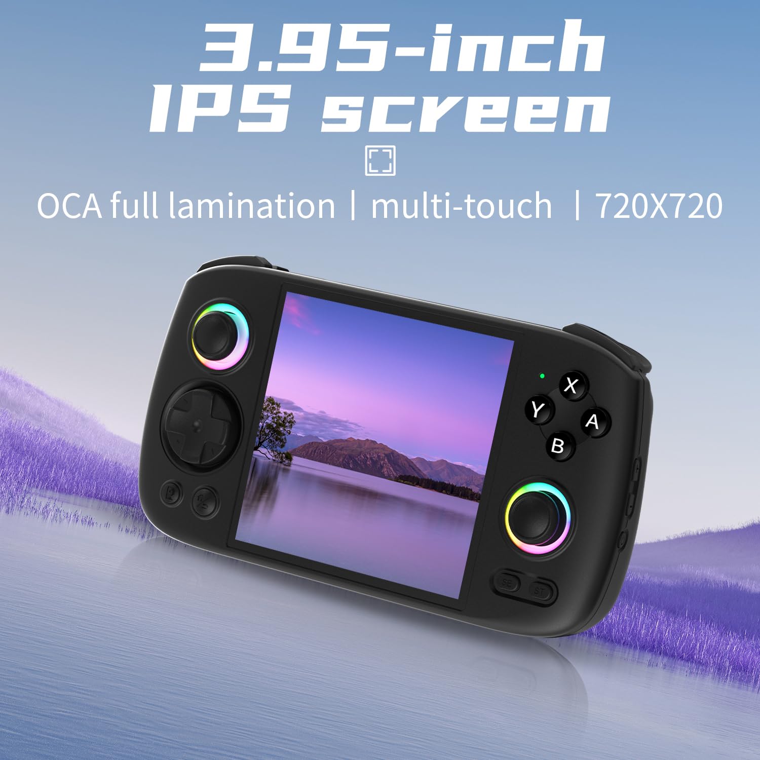 RG Cube - Console di gioco portatile retrò, doppio sistema con schermo IPS da 3,95 pollici, scheda TF integrata da 128 G, supporto uscita TV (nero)