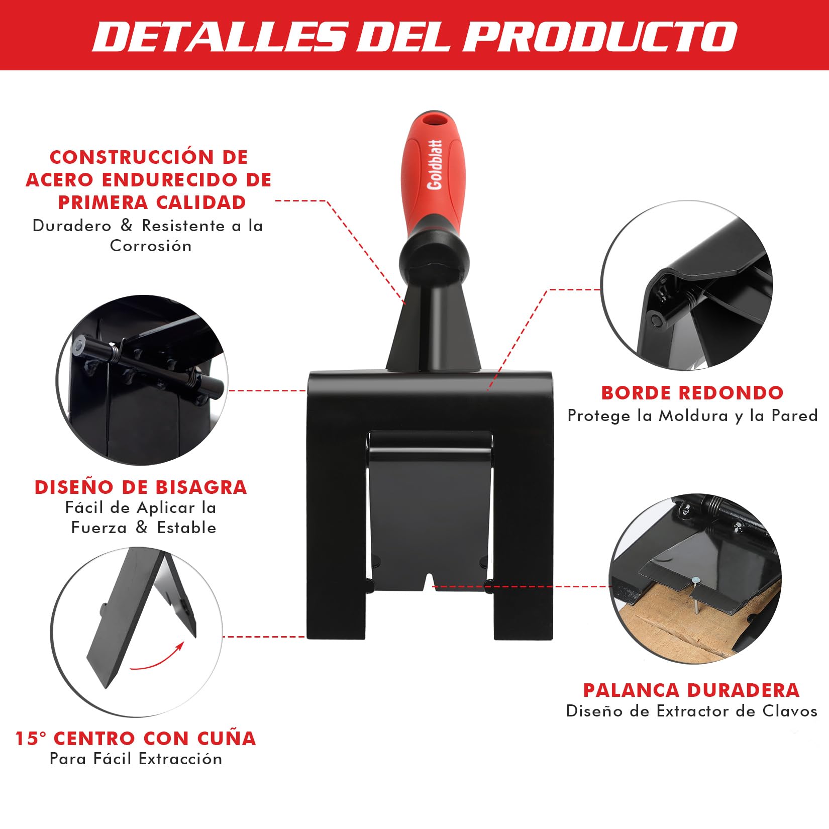 Goldblatt Extractor de Molduras, Multiherramienta para Quitar Molduras, Herramienta de Extracción de Zócalos, para Quitar Rodapiés, Molduras, Paneles y Revestimientos de Suelos y para Remodelaciones