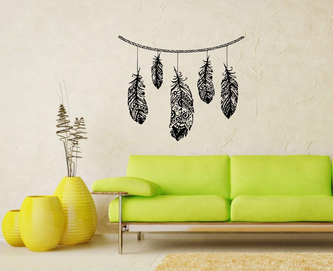Wall Vinyl Decals Feathers Fashion Hippie Sticker Art Home Modern ...