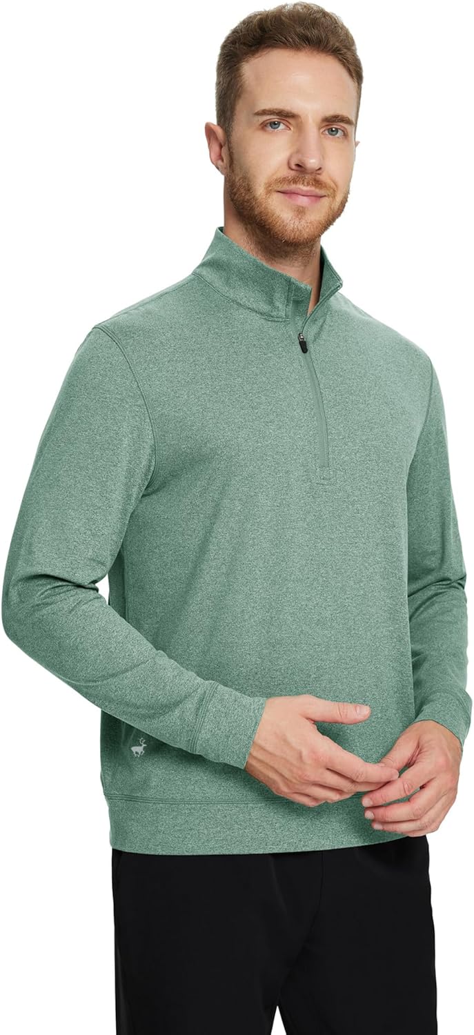 MICHEL ROUEN Quarter Zip Pullover Men Lightweight Dry Fit Mock Neck Midlayer Soft Sport 1/4 Zip Pullover Mens Heather Sweater - Image 2