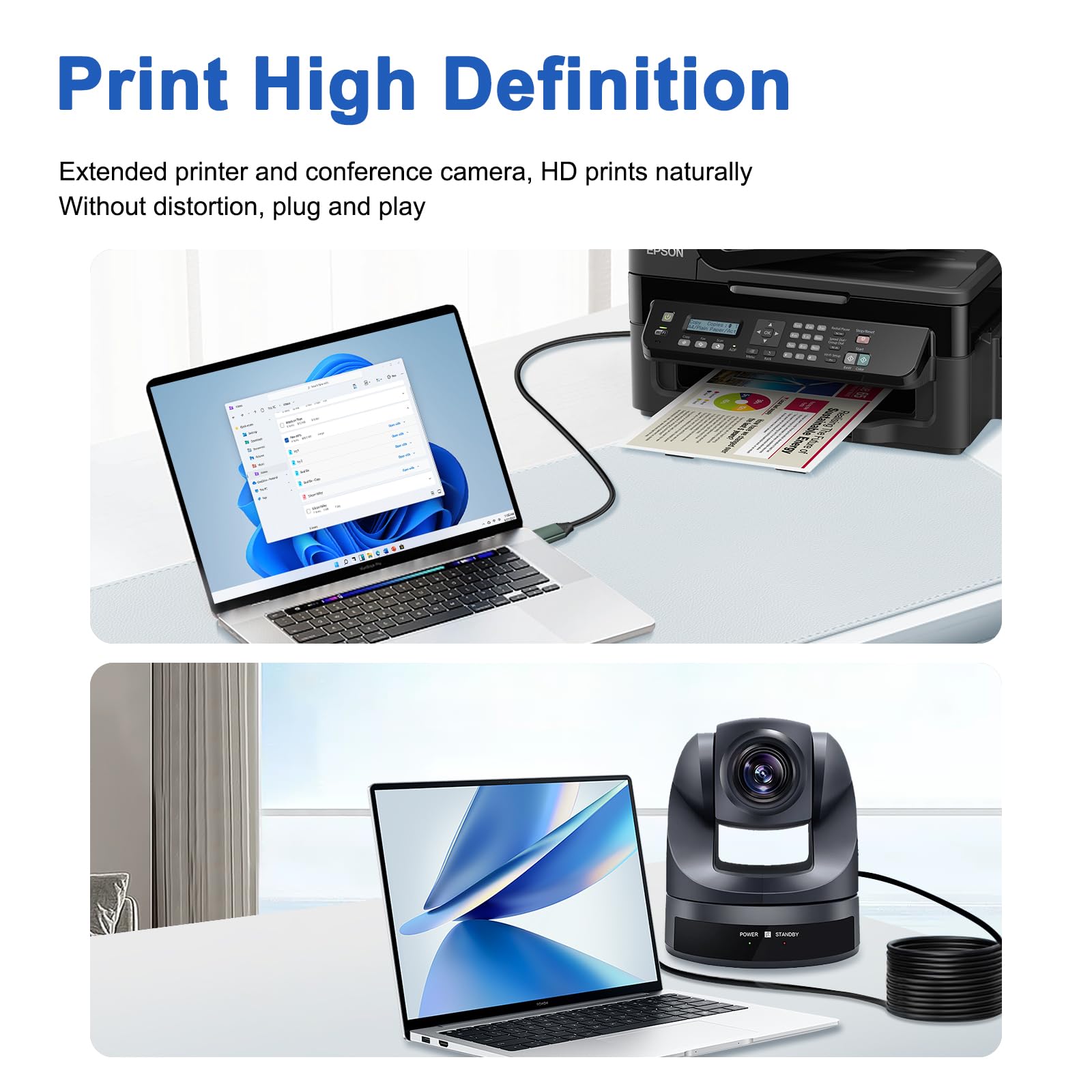 Kumiho Cavo USB 3.0 per stampante, da maschio A a maschio B (15 m), compatibile con scanner, stampanti, dischi rigidi esterni desktop e altro ancora