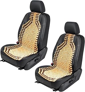 ZONETECH Wood Beaded Seat Cushion 2-Pack Premium Quality Car Massaging Double Strung Wood Beaded Seat Cushion for Stress Free All Day