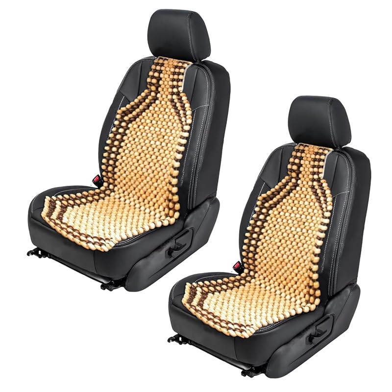 ZONETECH Kit com 2 Capas de Banco com Esferas de Madeira para Carro