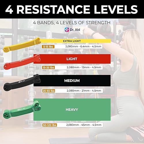 Miniatura 2 de Dr. Aid Juego de bandas de resistencia para dominadas, elásticas, sin olor, bandas de ejercicio de látex de alta calidad para hombres y mujeres,