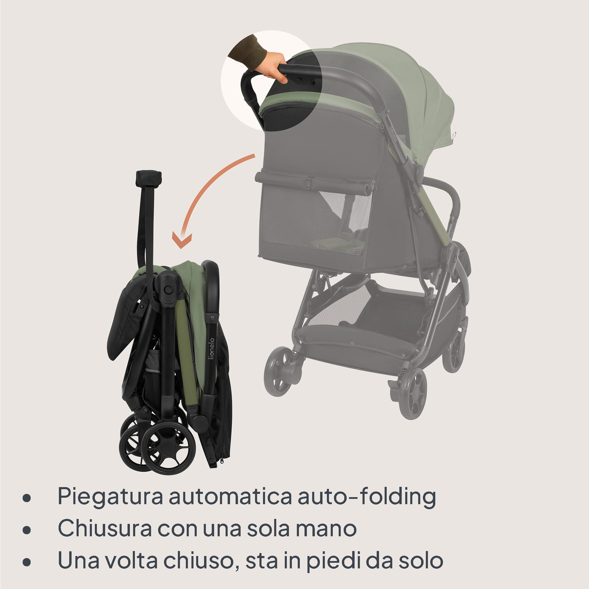 LIONELO Julie Air Passeggino da Viaggio Compatto per Aereo fino a 22 kg | Da 6 Mesi a 4 Anni, Leggero, Ruote Girevoli 360° con Sospensione, Chiusura a Una Mano, Schienale Regolabile, Tettuccio UPF50+