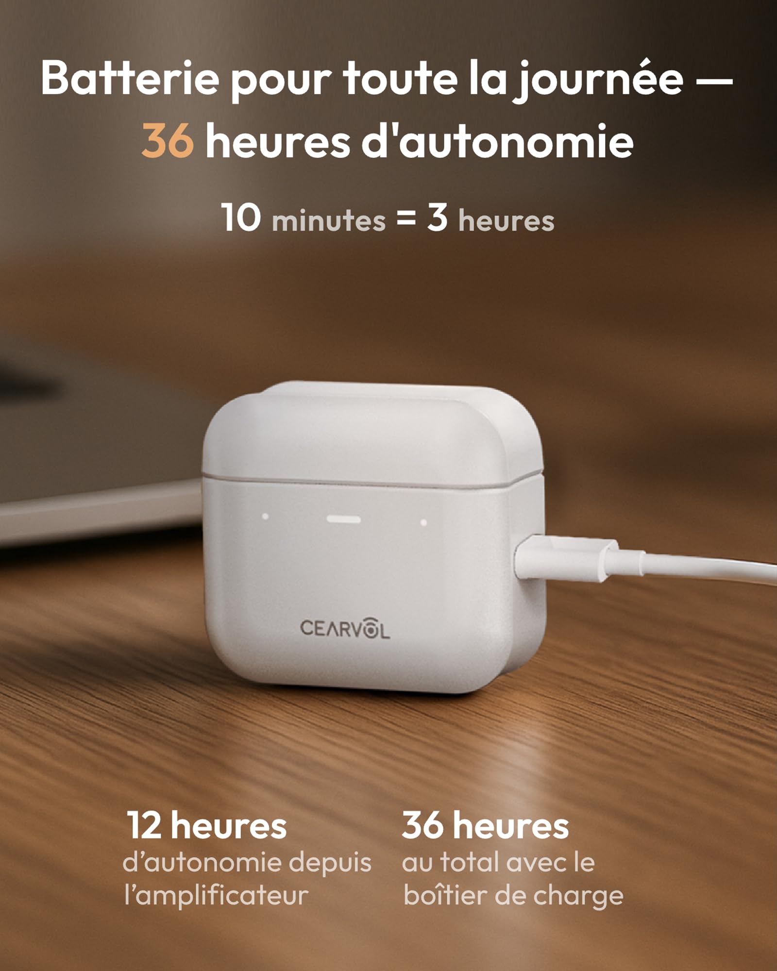 Diamond X1 Amplificateur sonore Bluetooth rechargeables avec contrôle par app pour iOS/Android réduction du bruit, blanc
