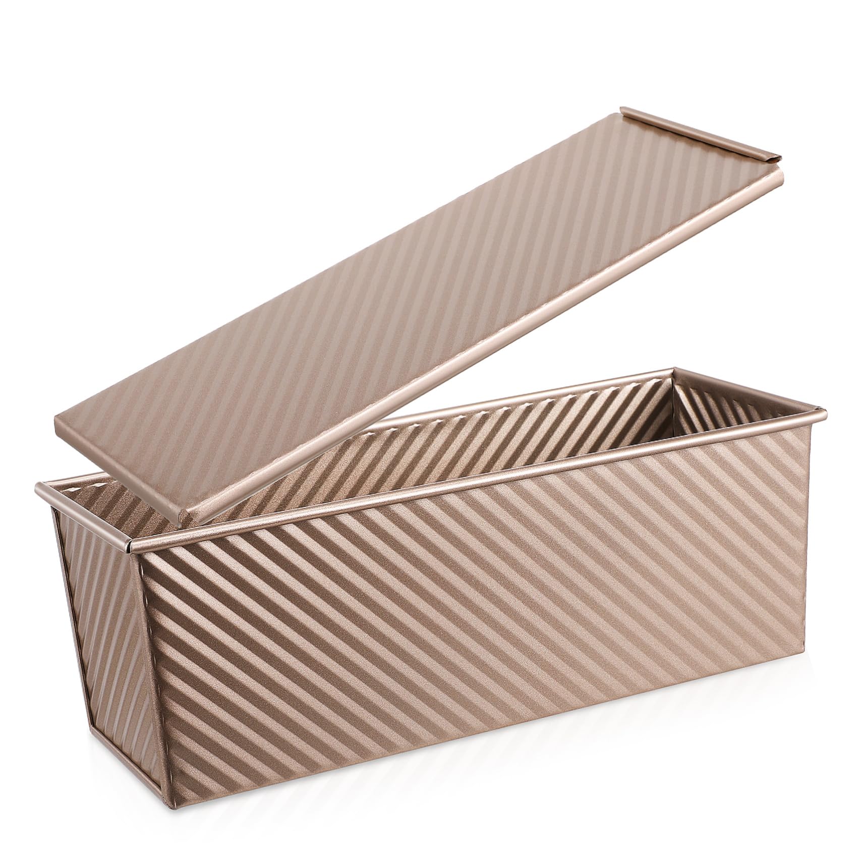 GLEAVI Molde de Pan Rectangular de Acero al Carbono Dorado, con Tapa