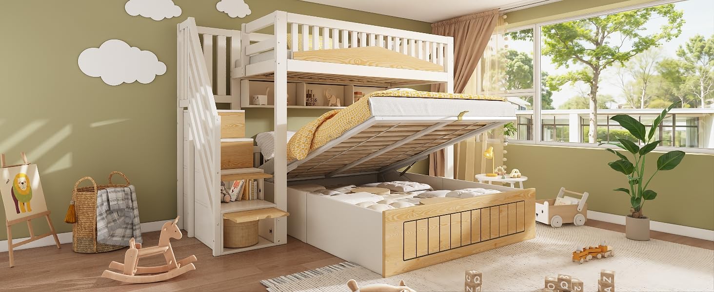Fasba Litera con Almacenamiento Inferior y Puertos de Carga, Ideal para familias con Espacio Limitado Modelo FCLYD-AB60475456789A