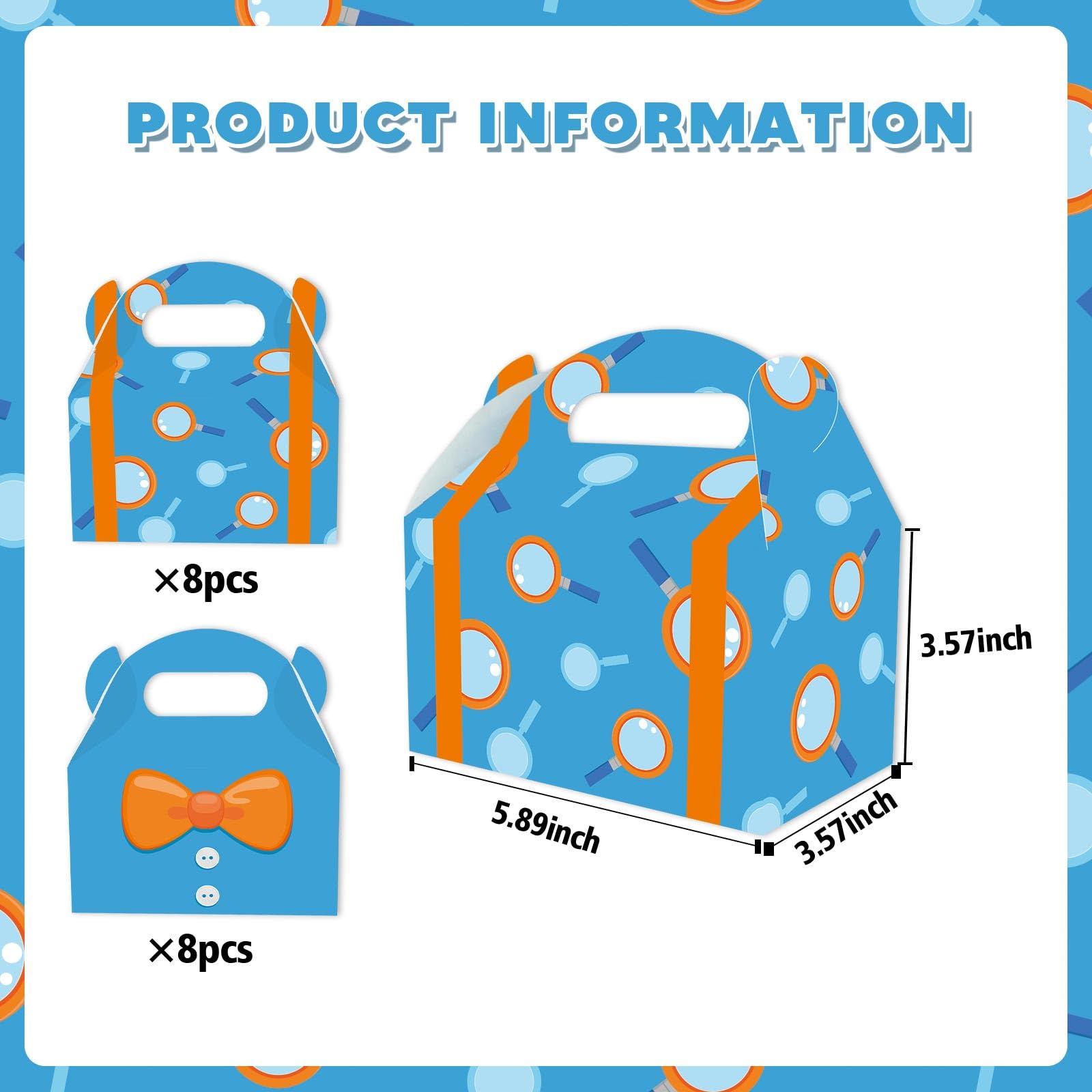 LeiGuoMinyyu 16pcs Cartoon Blue Birthday Party Candy Bags Yellow Bow Goodie Gift Boxes for Kids Boys Girls Theme Birthday Party Supplies Decorations