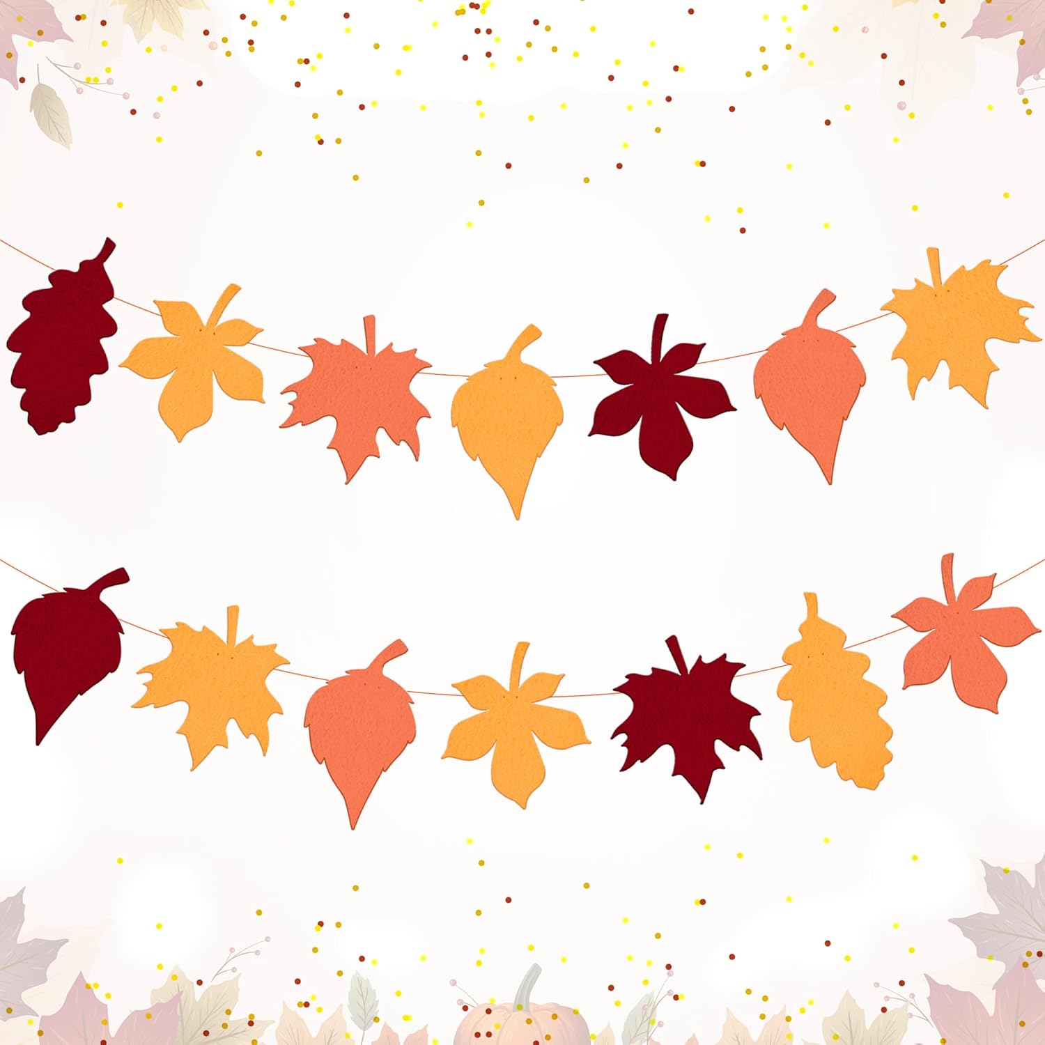 KatchOn, Felt Leaf Garland for Thanksgiving Decorations - 10 Feet, No DIY | Fall Decor, Felt Thanksgiving Fall Garland for Fall Hanging Decorations for Home, Outdoor, Autumn, Harvest Party, School