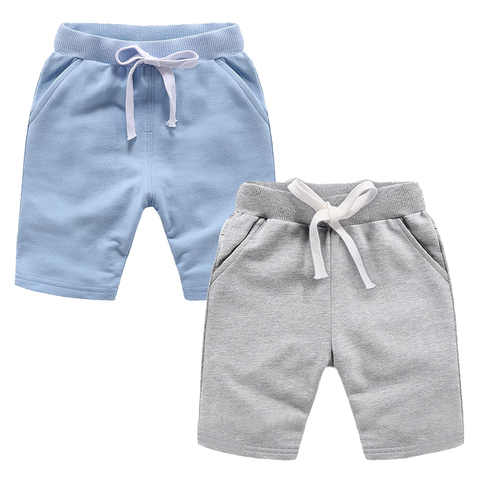 Grimgrow Girls Boys 2 Pack Running Cotton Shorts Kids Athletic Beach Short Pants