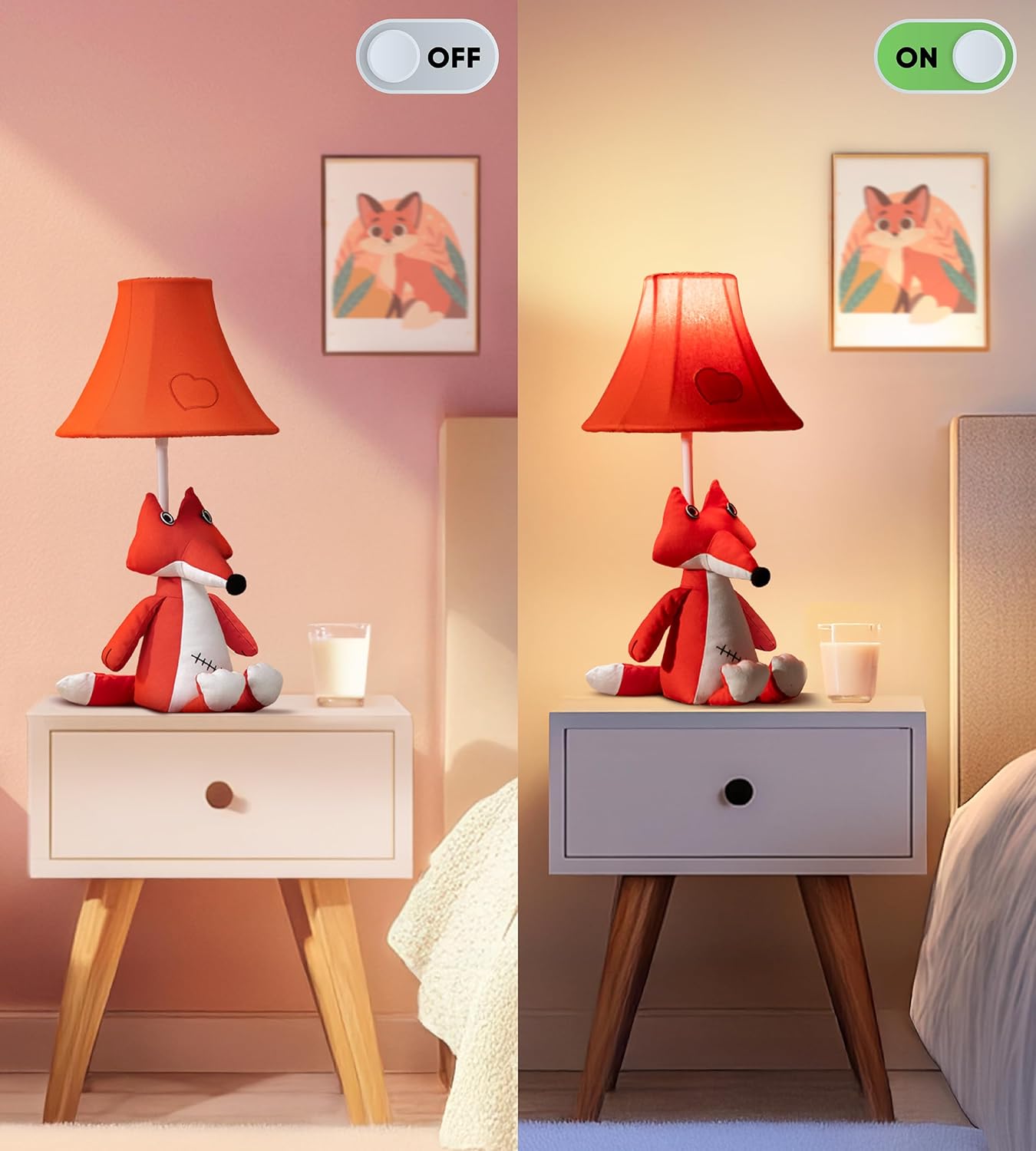 Fox Table Lamp for Kids Bedroom - Gift for All Ages, Cute Animal Lamp Toddler Girls Boys, Fox Room Decor Girls, Birthday Gifts Kids, Sister, Daughter, Niece, Sibling (w Bulb)