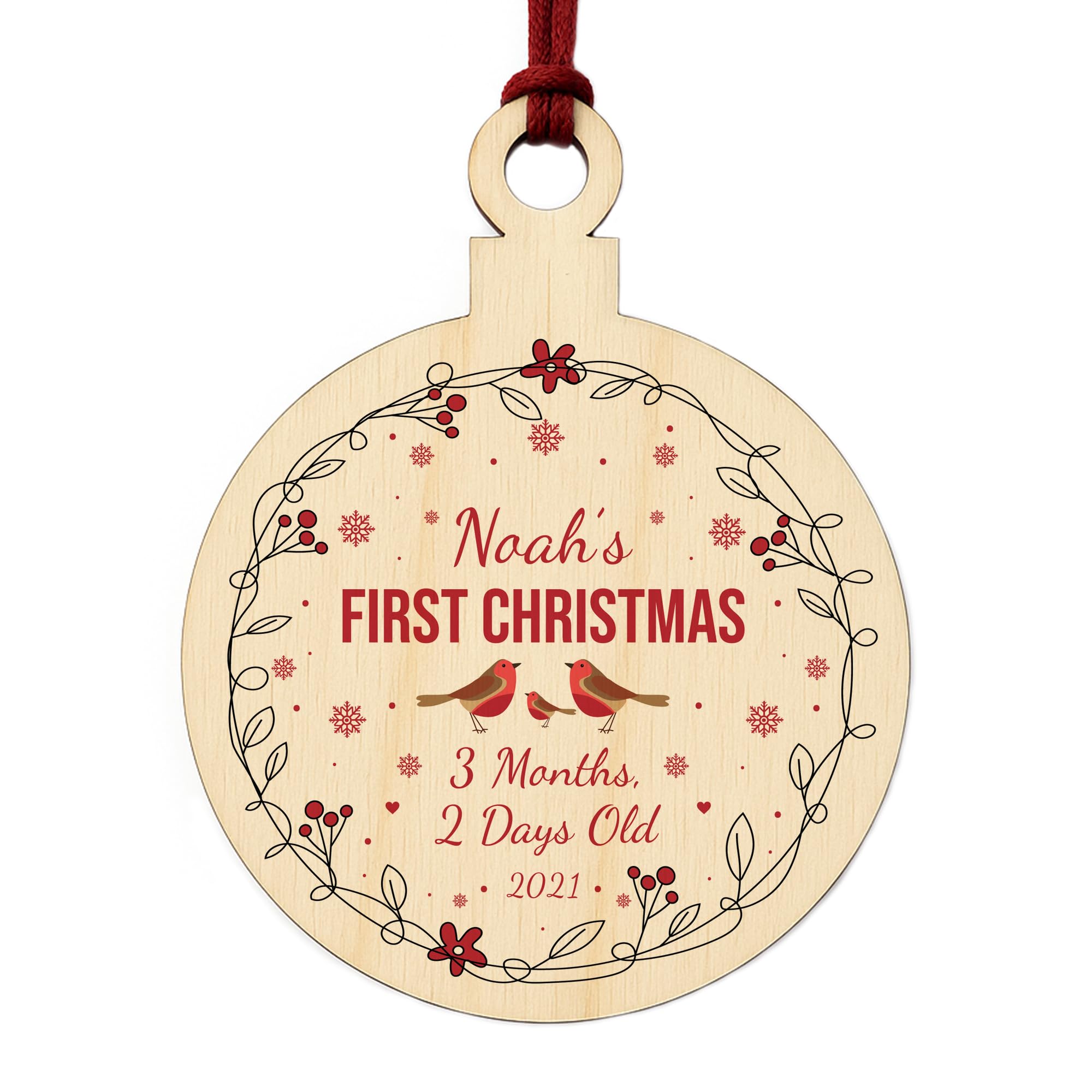 Babys 1st Christmas Bauble Personalised Daughter Son Gift Tree Decoration Gift
