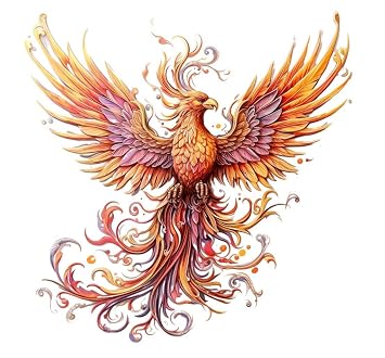 Six sheets Temporary Tattoos for Men and Women Sketch Phoenix Fake tattoos for Men and Women Neck Arm Chest