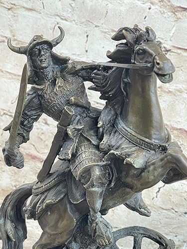 Miniatura 7 de EUROPEAN BRONZE Figura japonesa del guerrero ninja samurái de bronce en la guerra del caballo estatua decoración