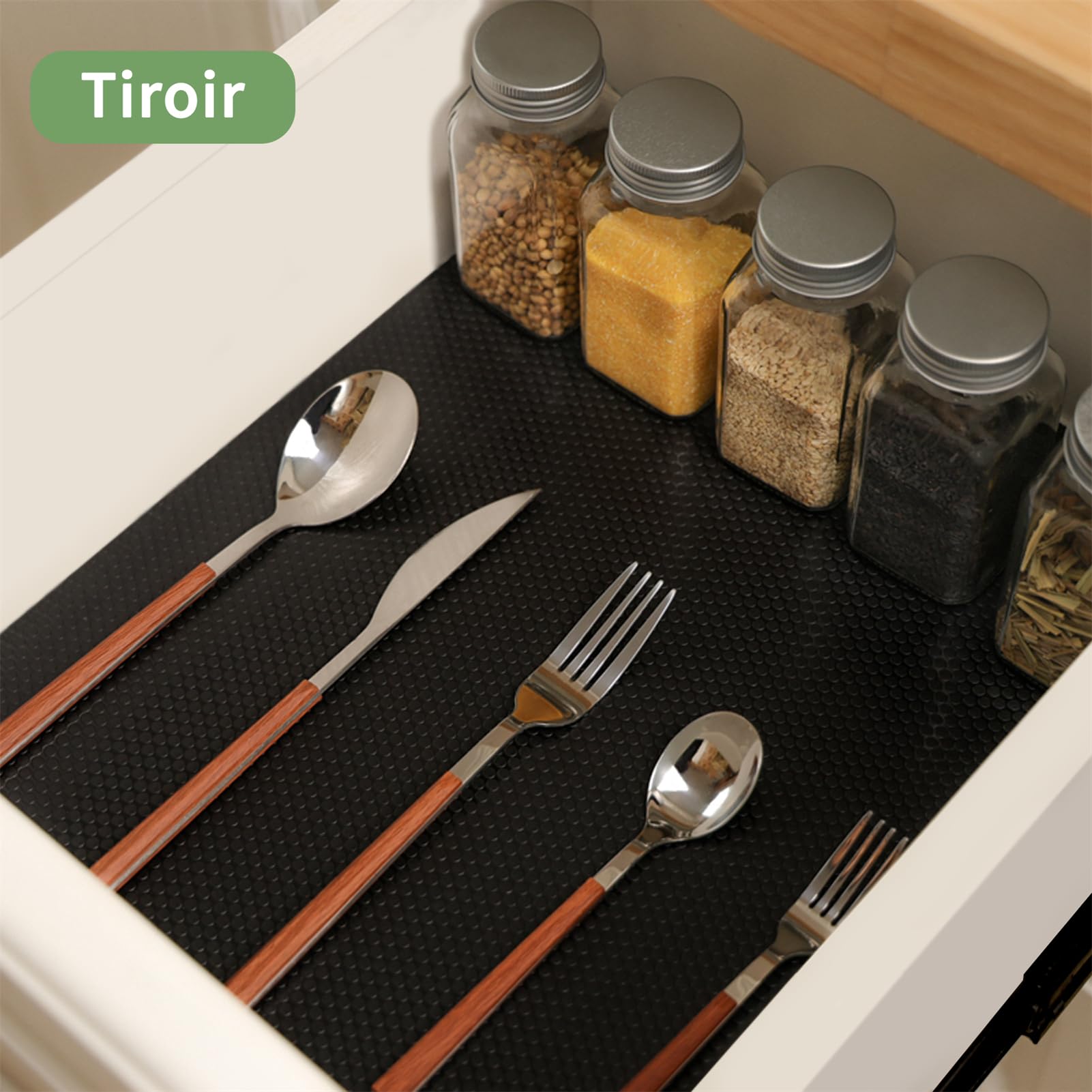 Tapis de tiroir 60x600cm Protection tiroir Cuisine Plastique EVA Protection Meuble (Noir, 60x600cm)