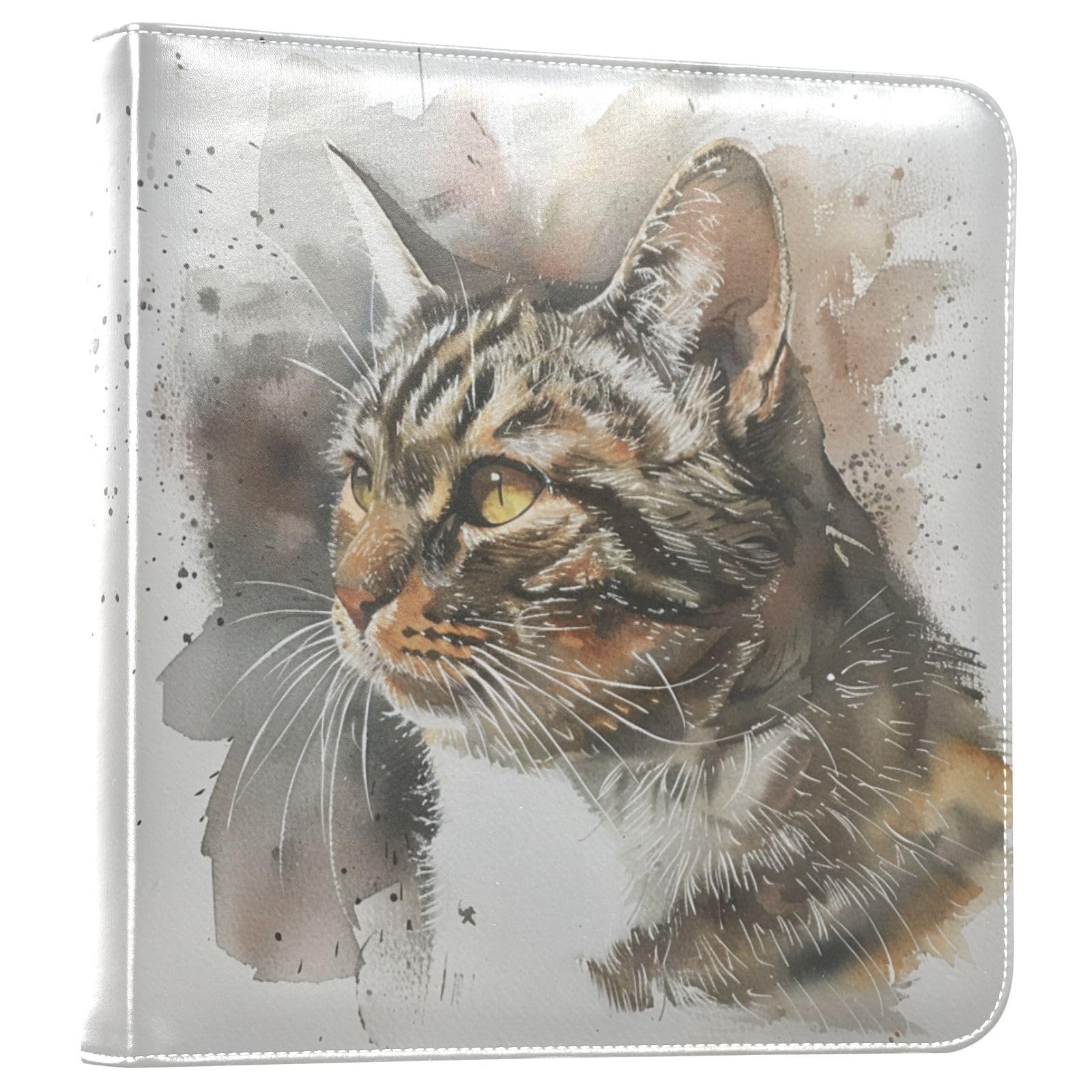 JIPONI A Cute Cat Head Large Photo Album, DIY Leather Cover Scrapbook Albums for 4x6 5x7 6x8 Pictures, Self Adhesive Memory Book for Wedding, Baby, Family